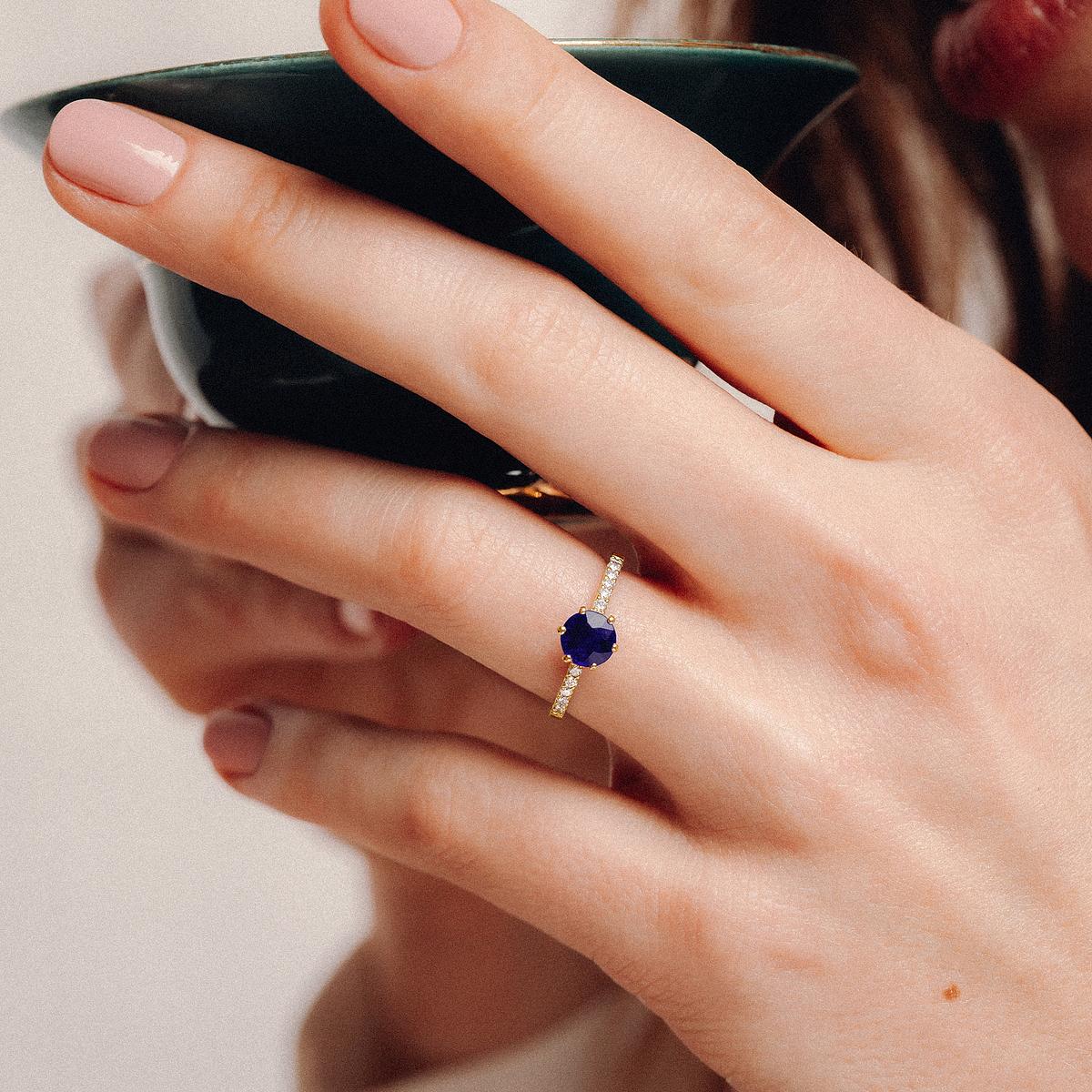 Solitaire Pavé Camille Saphir 6 mm