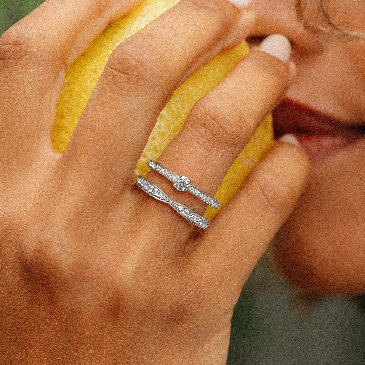 Solitaire Pavé Lagon Bleu 0.15 carat