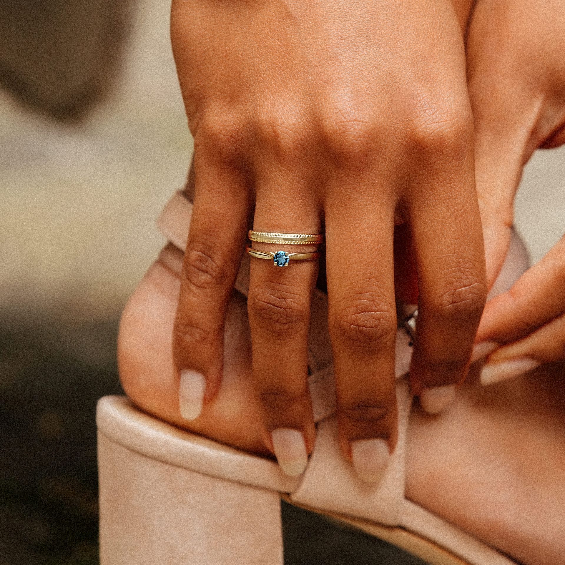 Solitaire Luna Aigue-Marine 3.5 mm