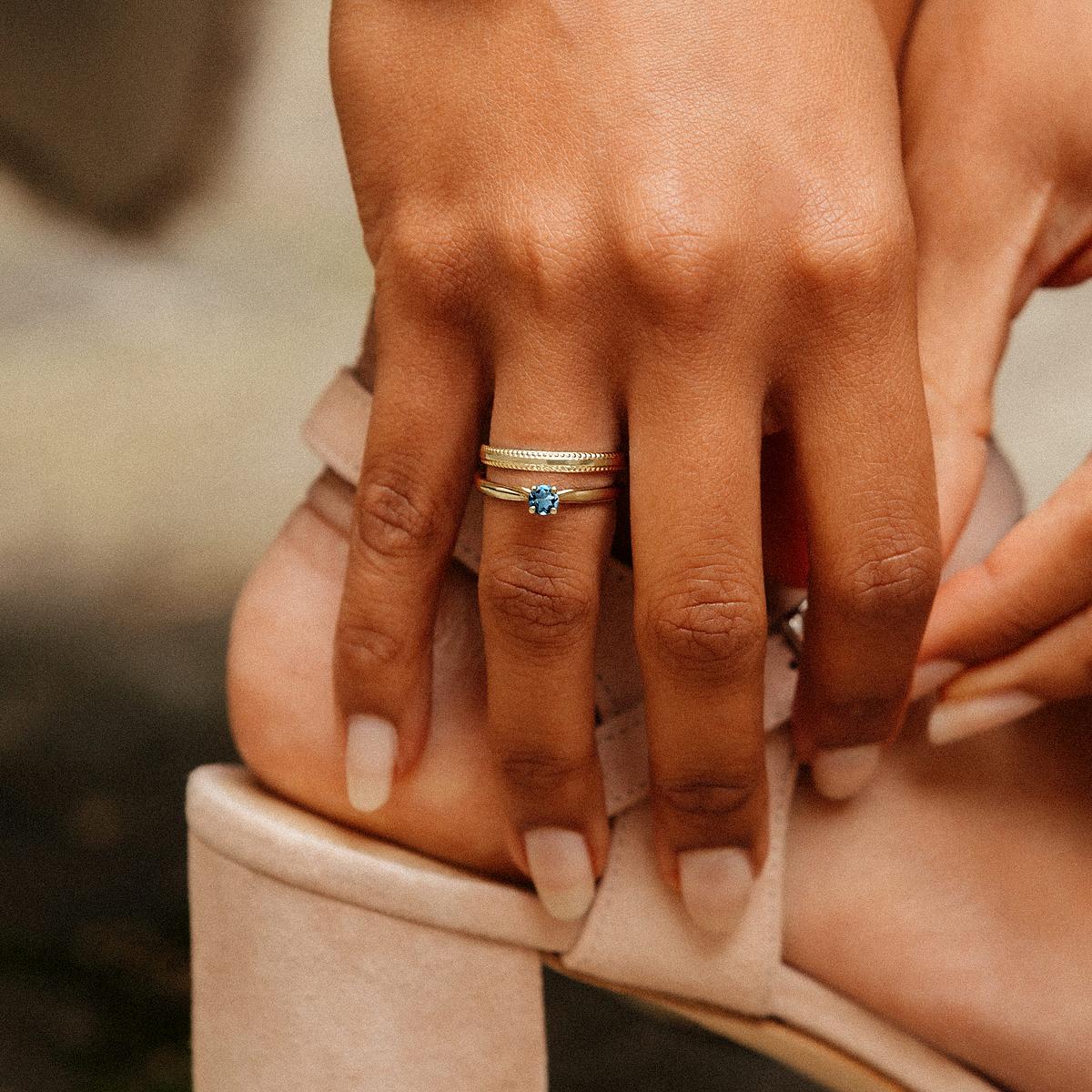 Solitaire Luna Aigue-Marine 3.5 mm