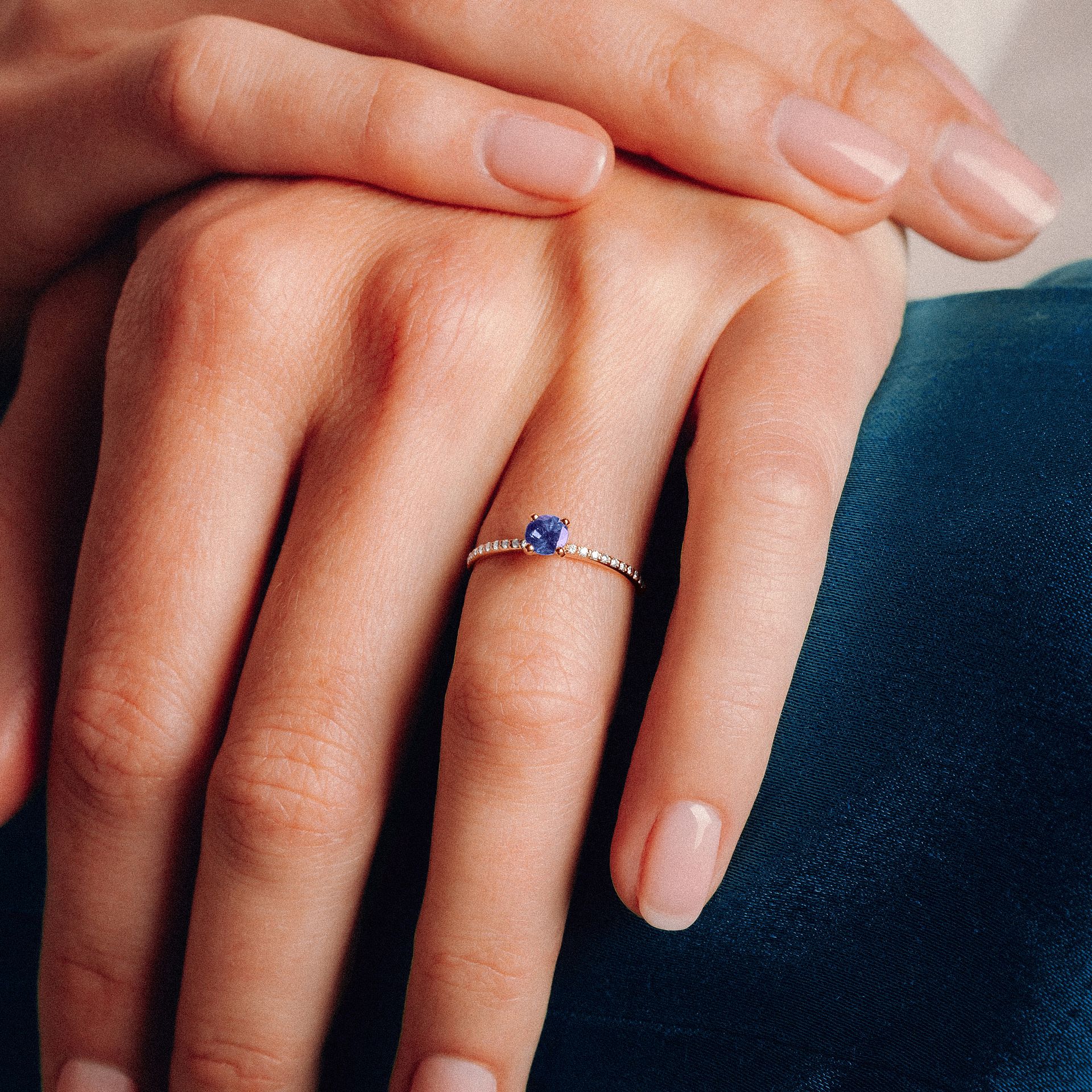 Solitaire Pavé Séléné Tanzanite 4.5 mm