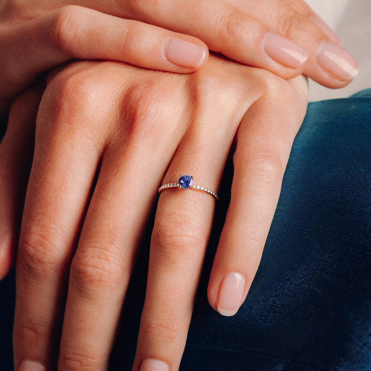 Solitaire Pavé Séléné Tanzanite 4.5 mm