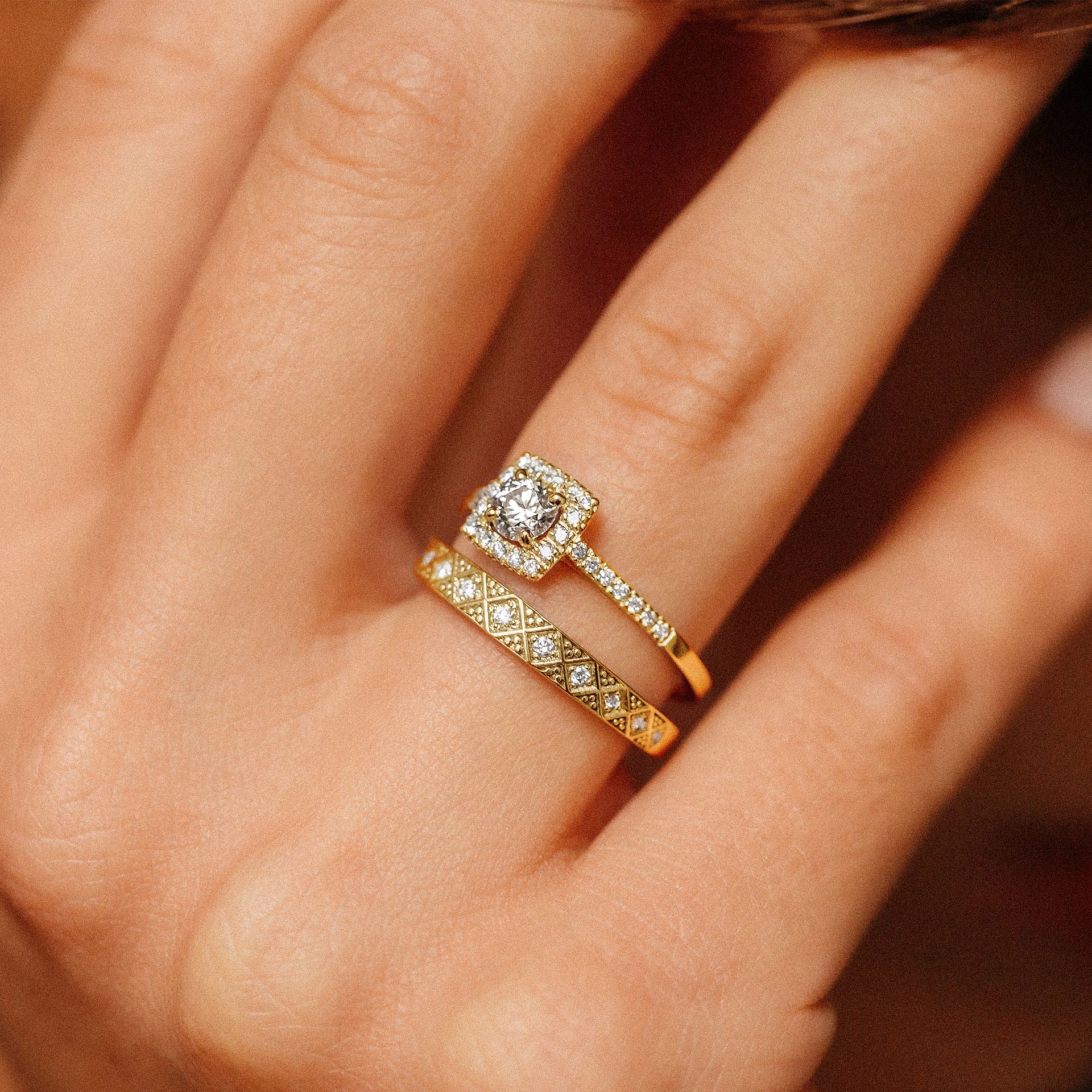 Solitaire Pavé Skye Diamant de Synthèse
