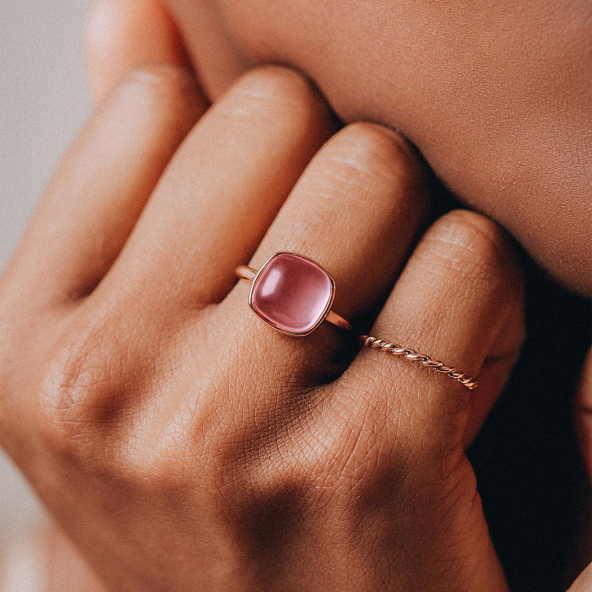 Bague Paradis Coussin Quartz Rose