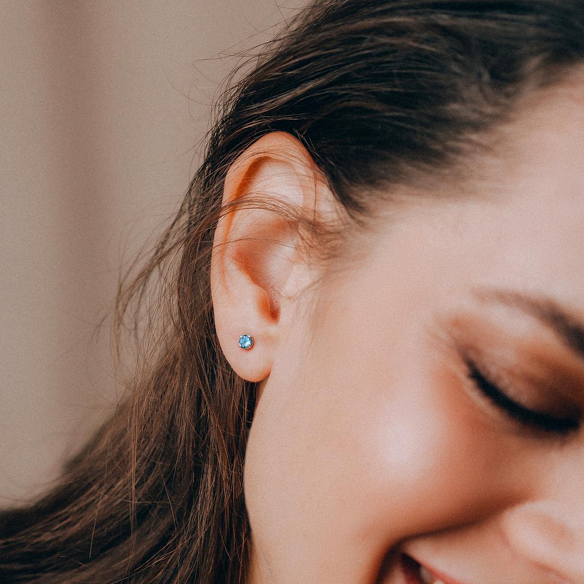 Boucles Alva Aigue-Marine 3.5 mm