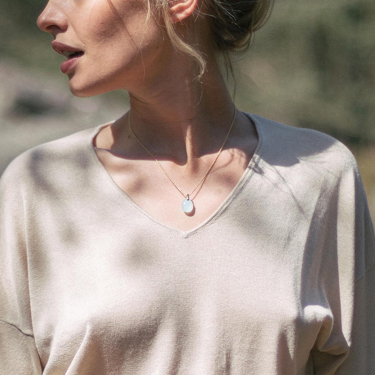 Collier Paradis Calcédoine Bleue