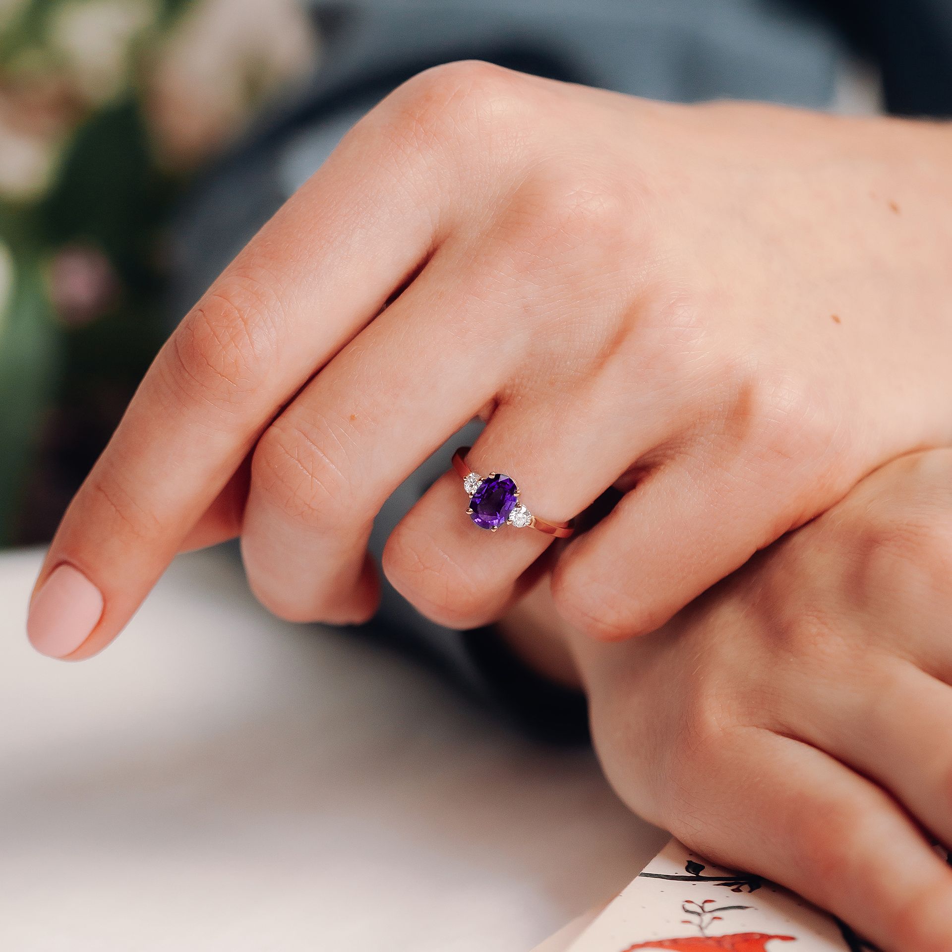 Solitaire Elisabeth Améthyste 8 x 6 mm