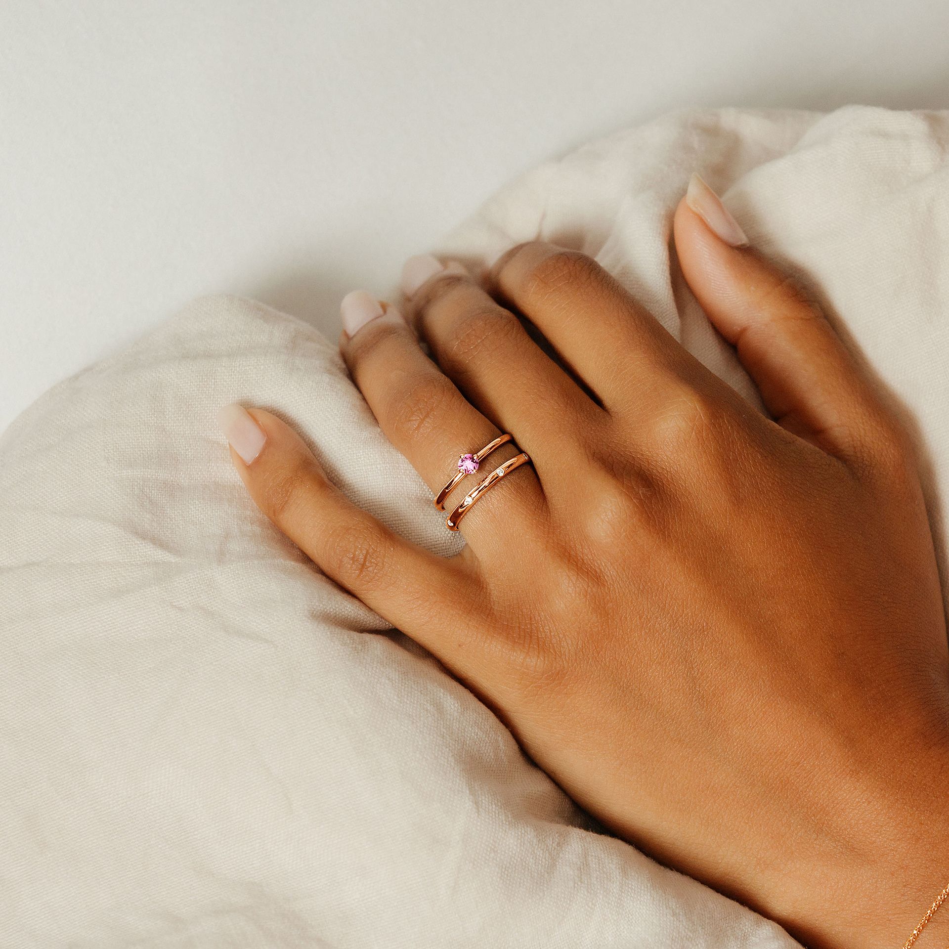 Solitaire Alva Saphir Rose Pivoine 3.5 mm