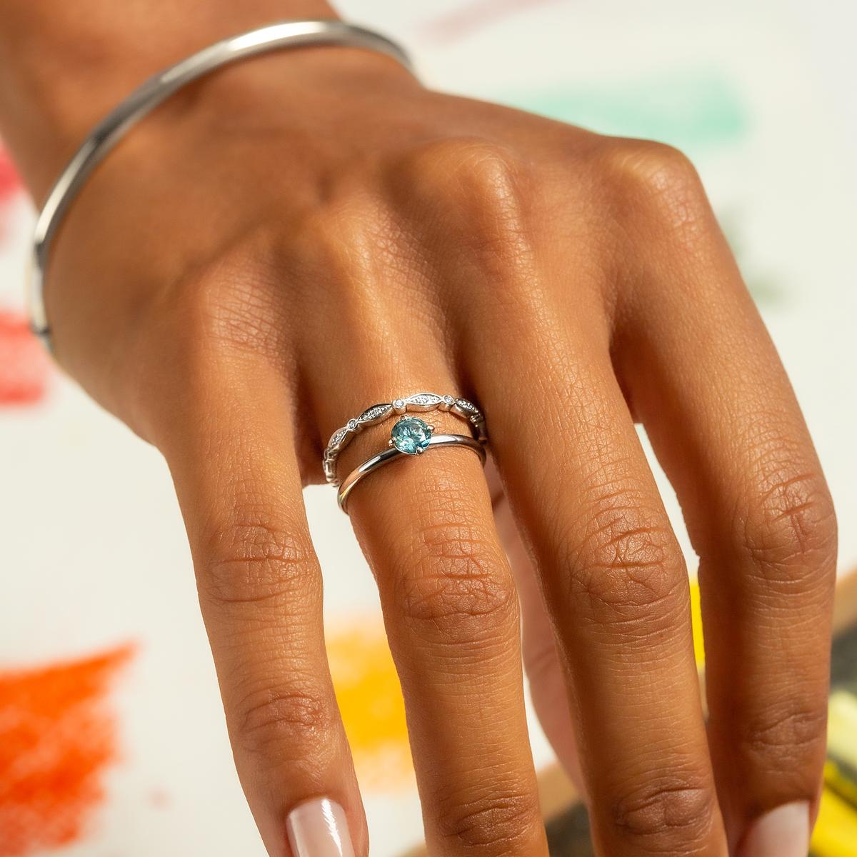 Solitaire Alva Aigue-Marine 4.5 mm