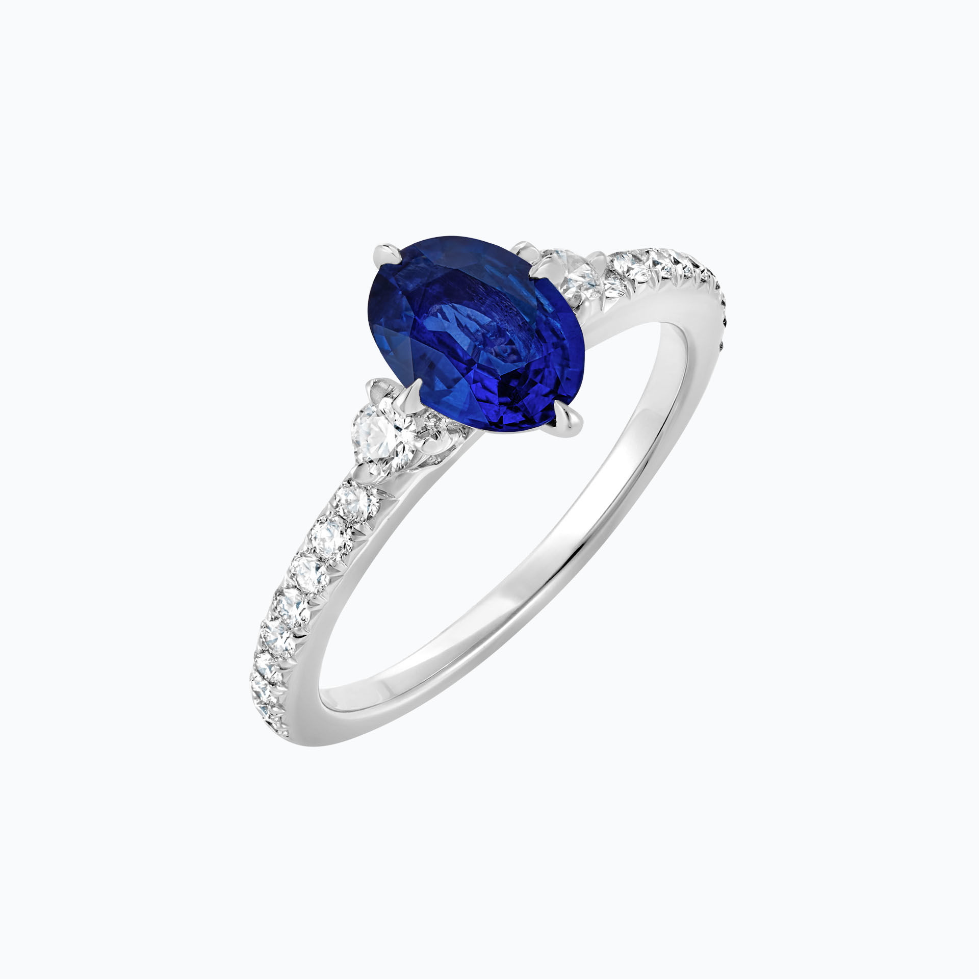 Solitaire Pavé Aïko Saphir 8 x 6 mm