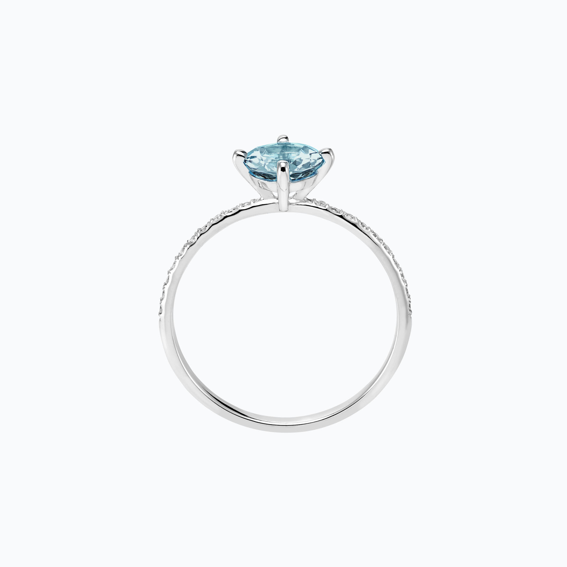 Solitaire Pavé Alva Aigue-marine 6 mm