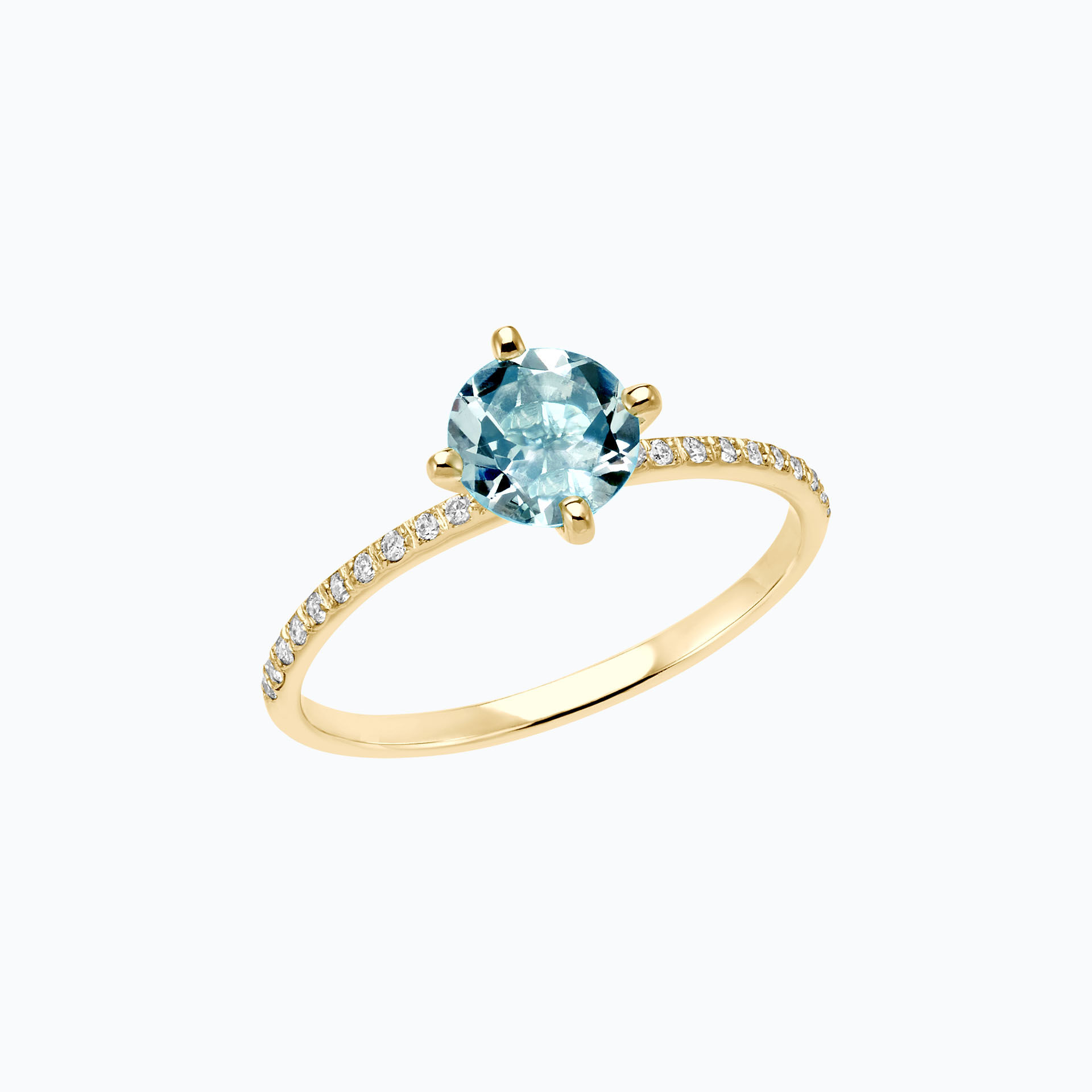 Solitaire Pavé Alva Aigue-marine 6 mm