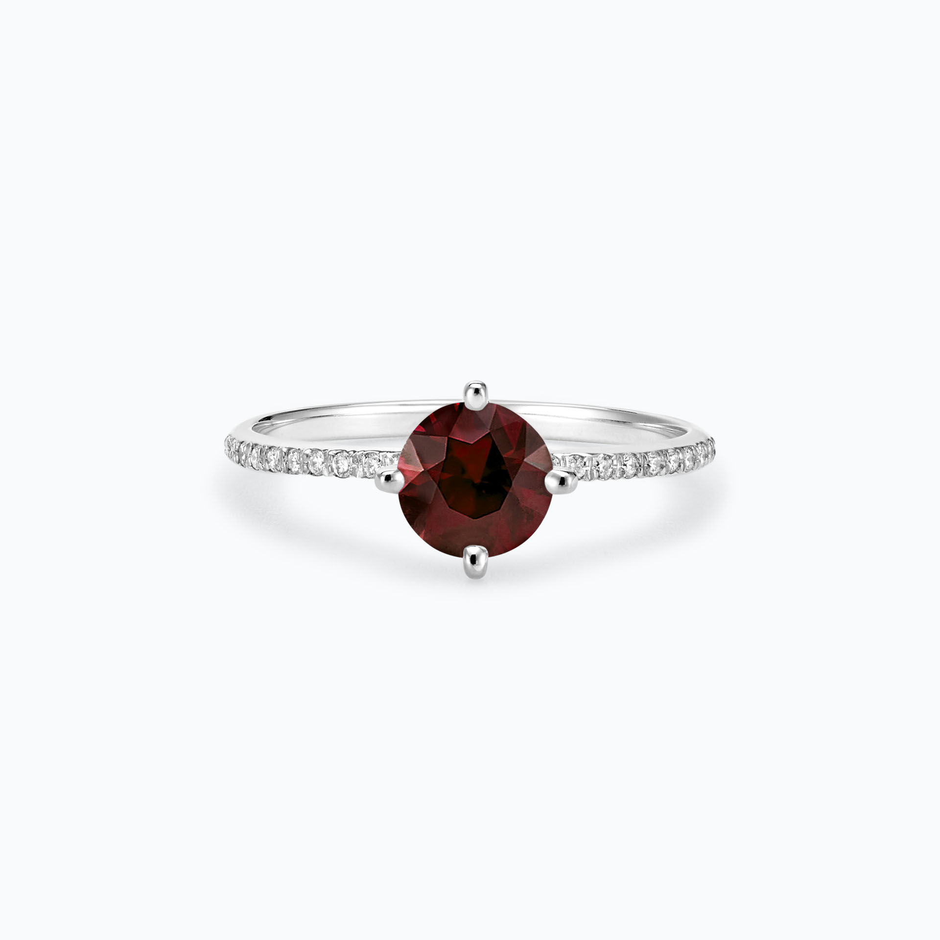 Solitaire Pavé Alva Grenat 6 mm