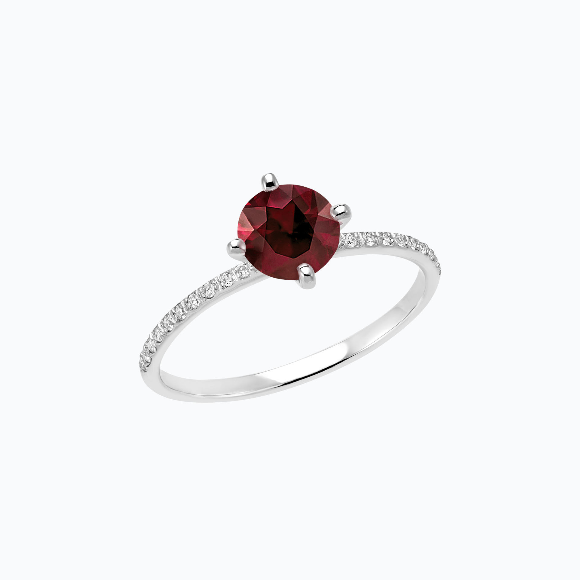 Solitaire Pavé Alva Grenat 6 mm