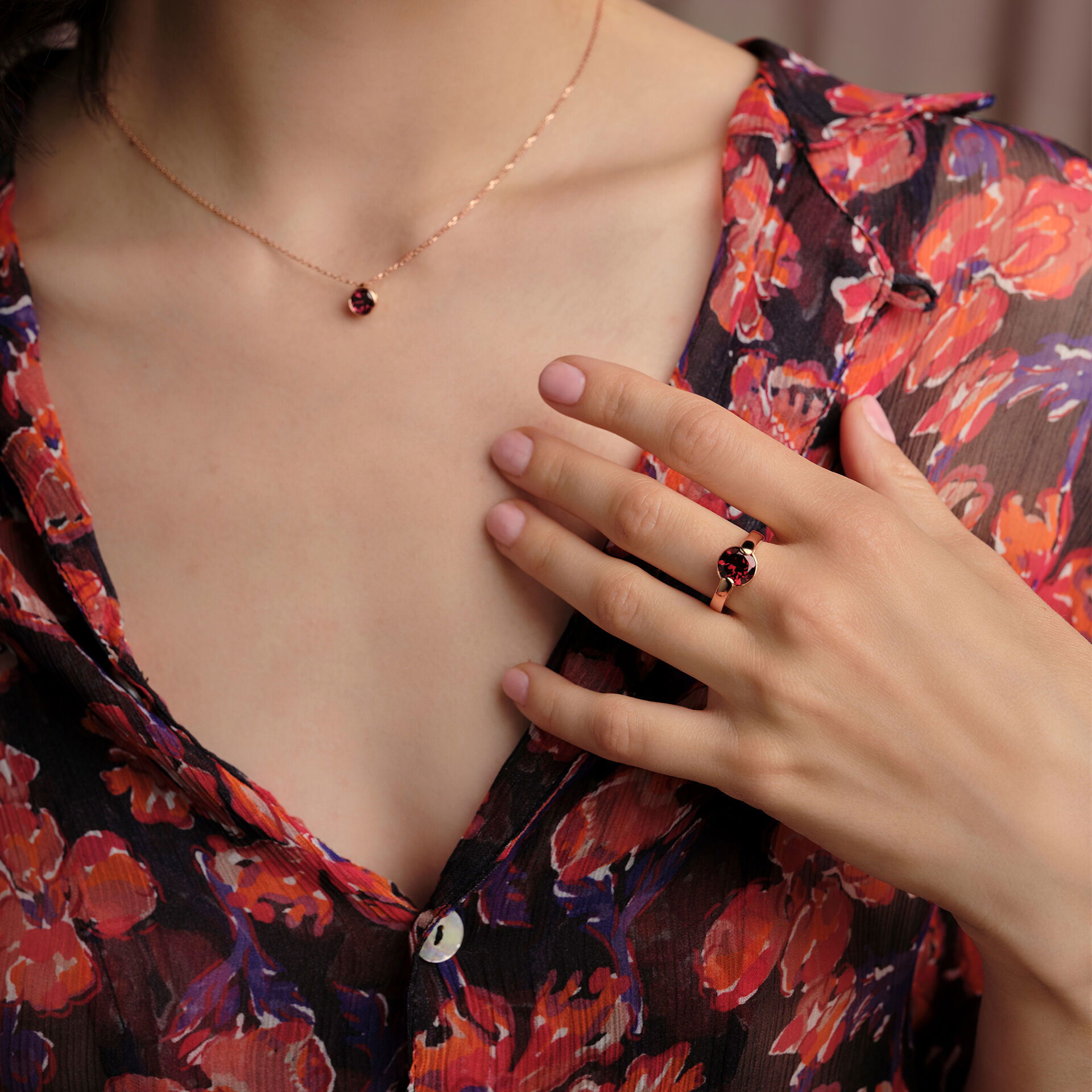 Bague Nymphéa Grenat
