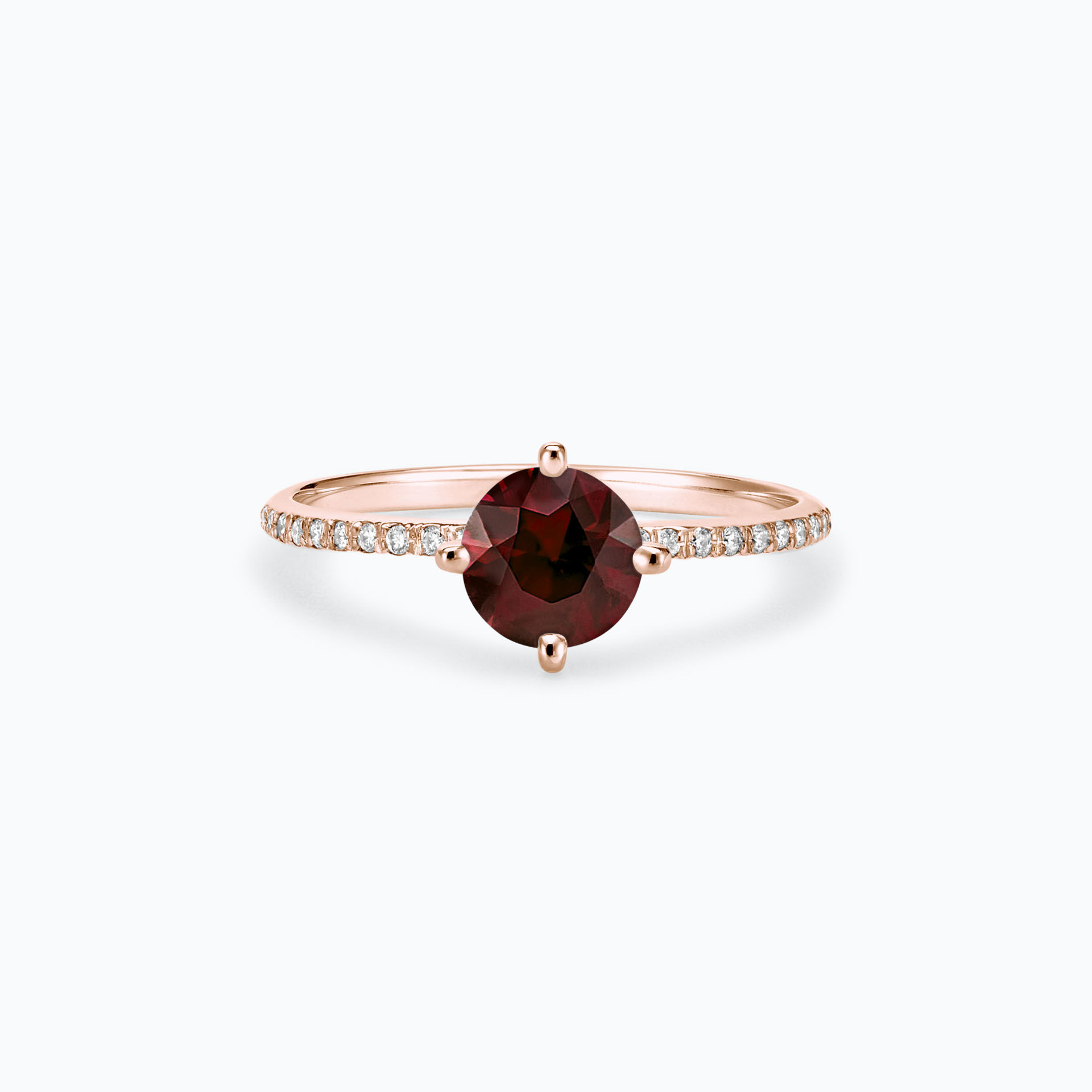 Solitaire Pavé Alva Grenat 6 mm