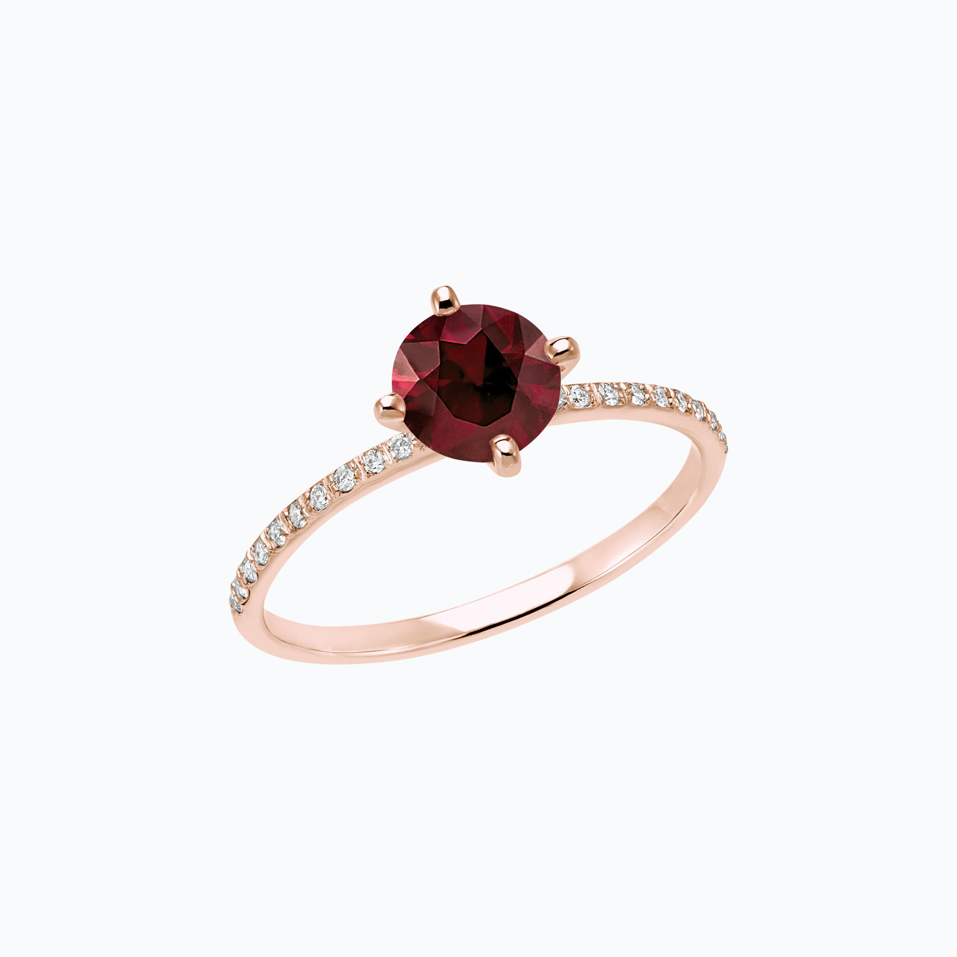 Solitaire Pavé Alva Grenat 6 mm