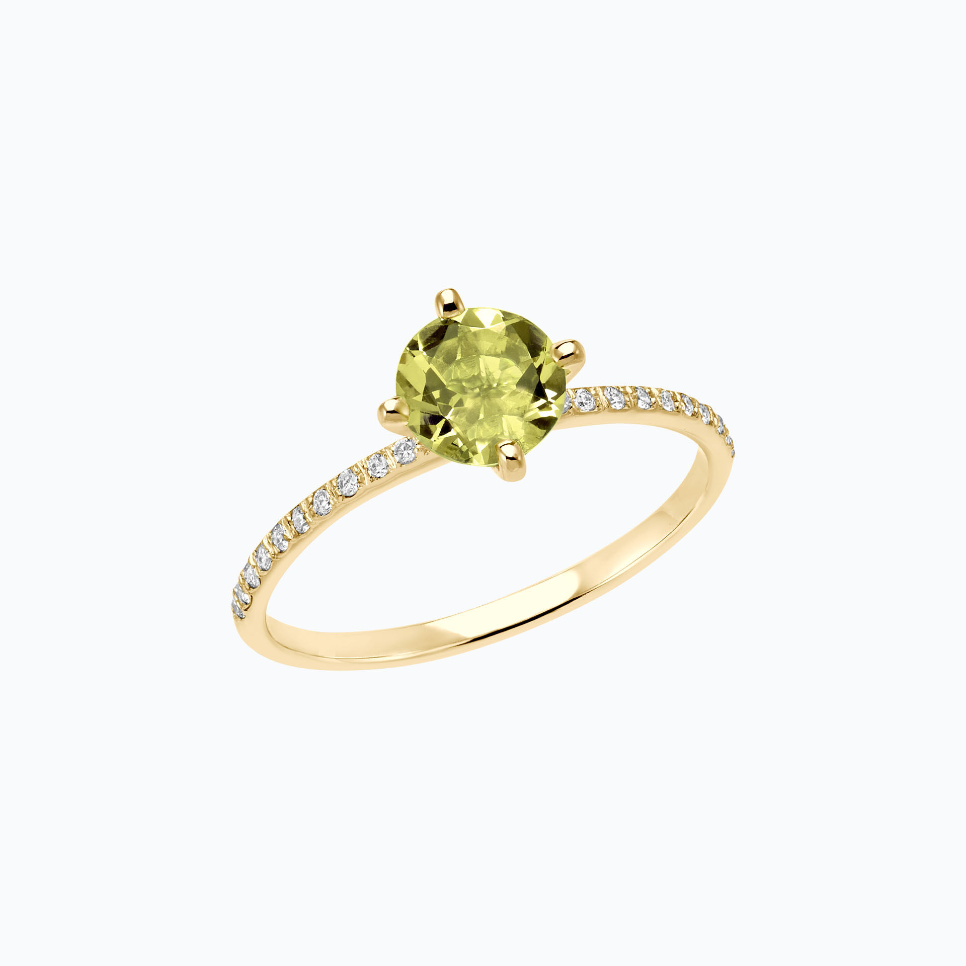 Solitaire Pavé Alva Péridot 6 mm