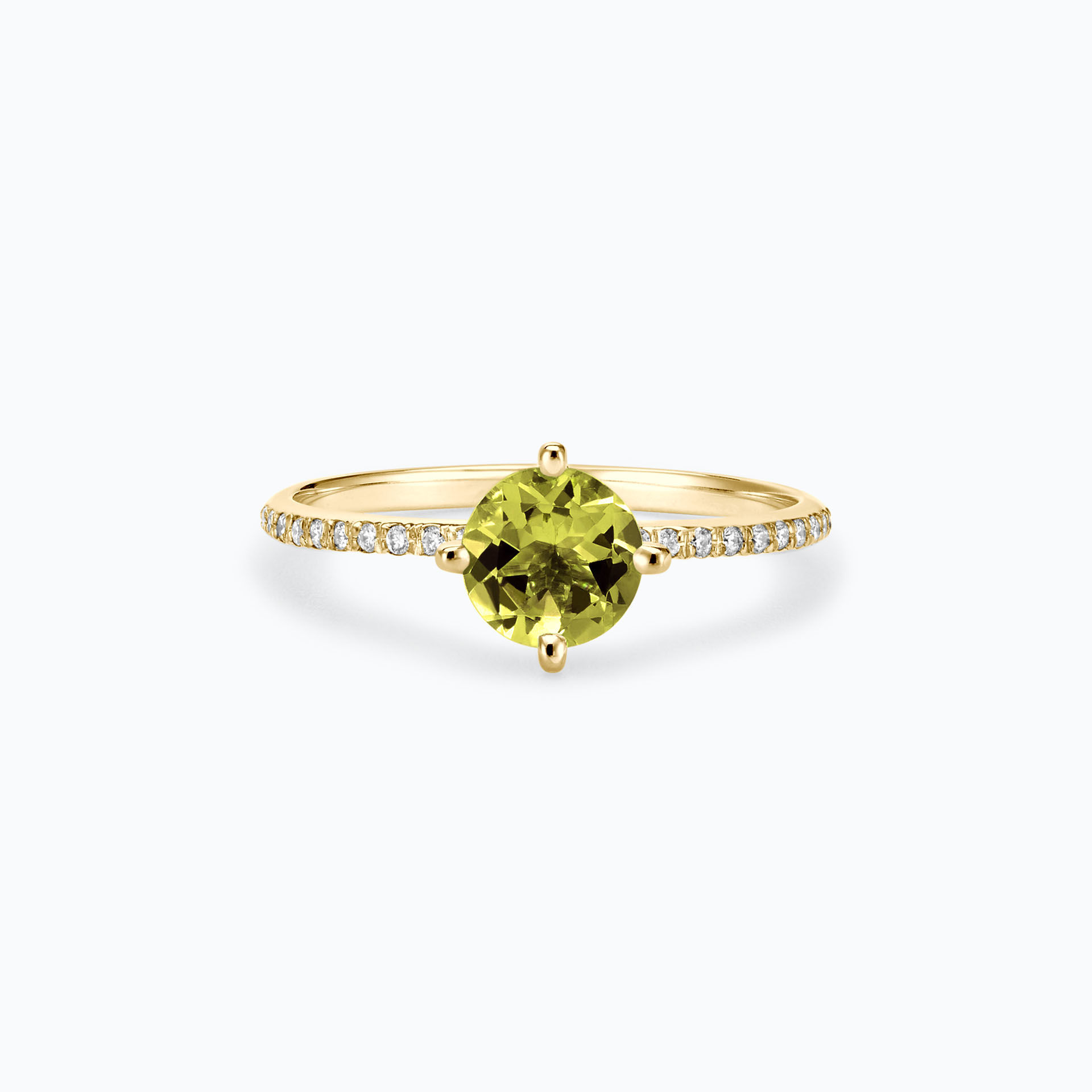 Solitaire Pavé Alva Péridot 6 mm