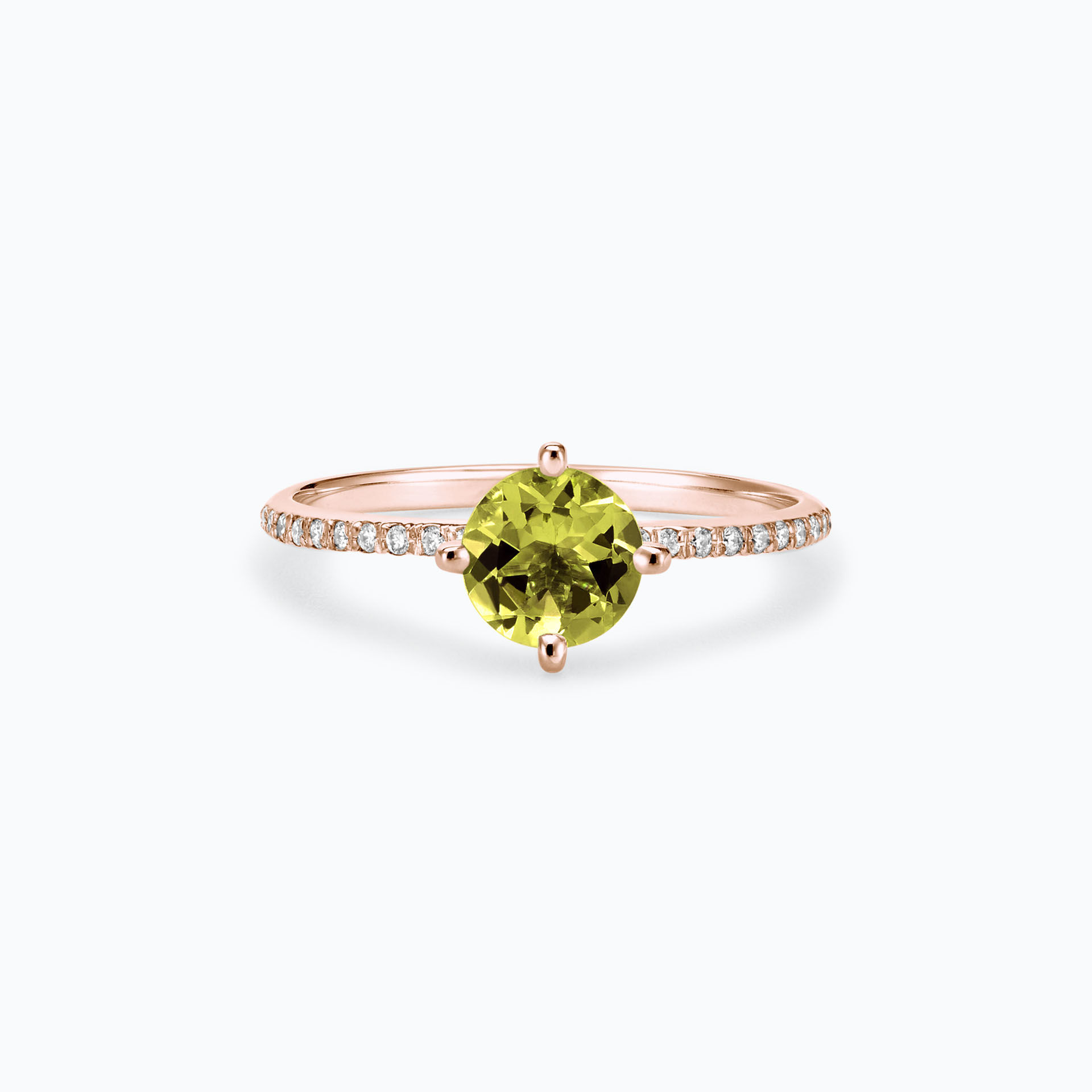 Solitaire Pavé Alva Péridot 6 mm
