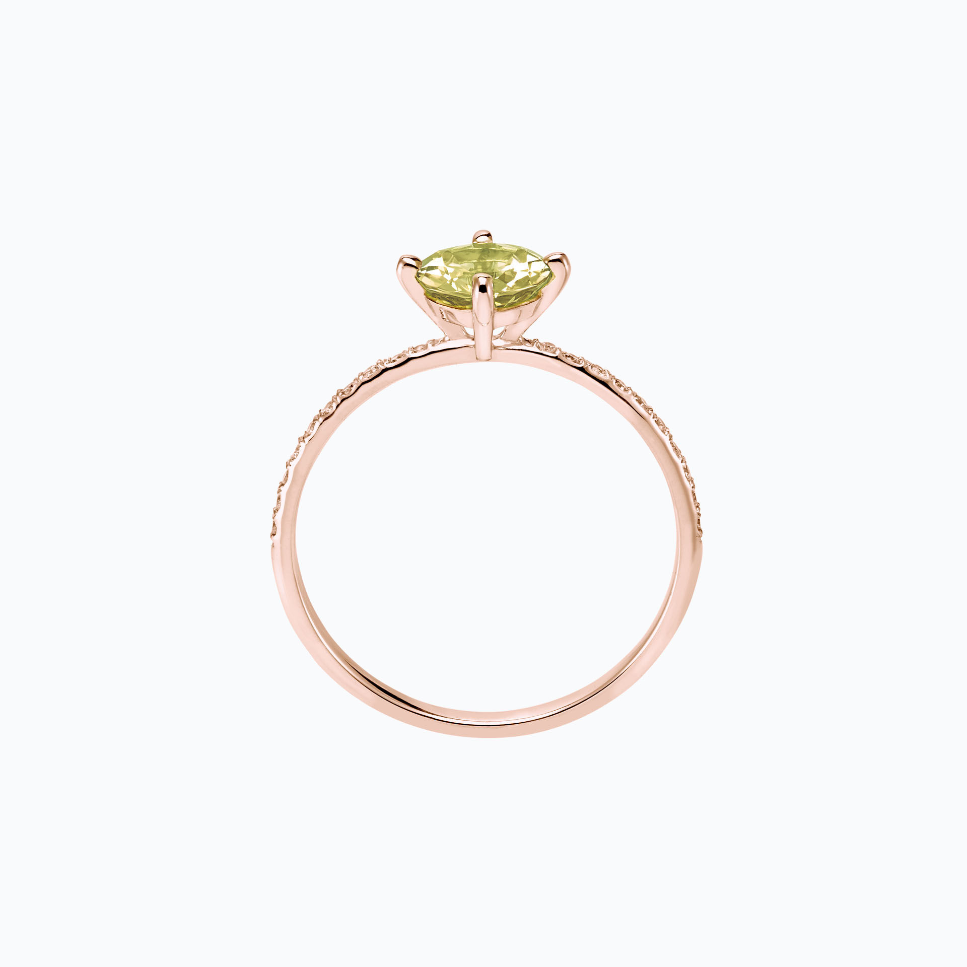 Solitaire Pavé Alva Péridot 6 mm