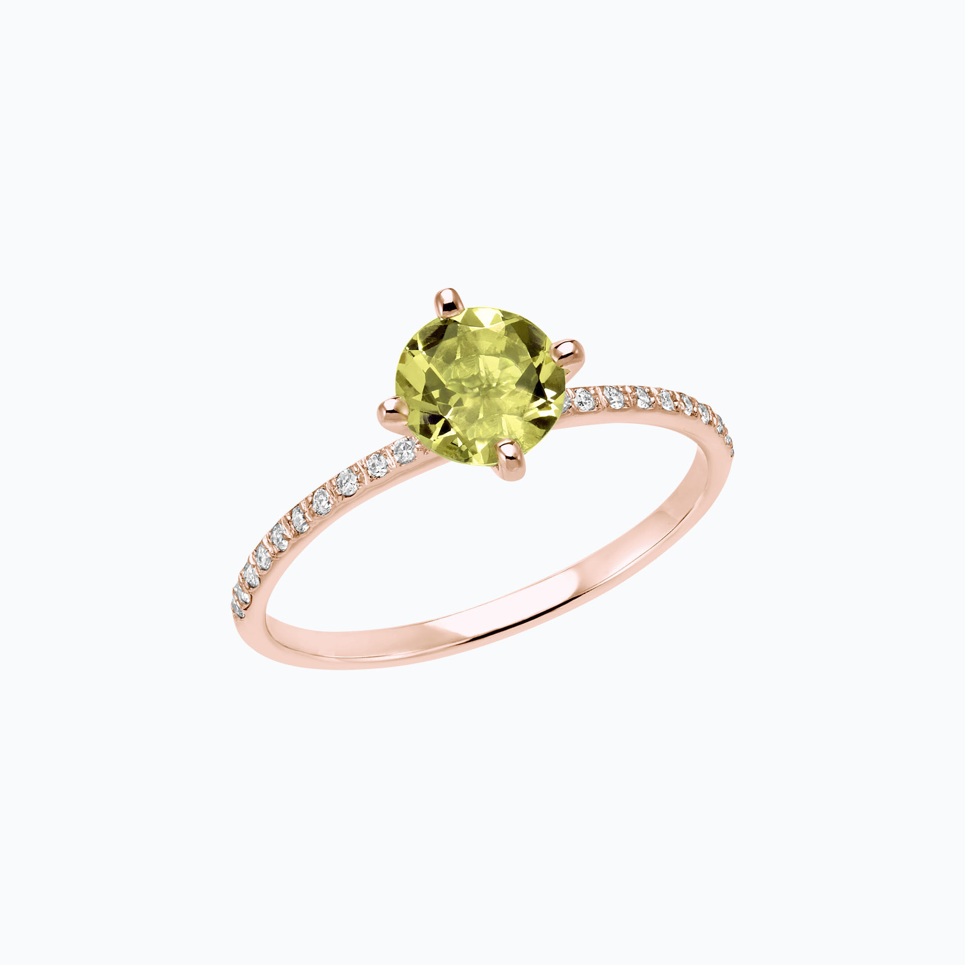 Solitaire Pavé Alva Péridot 6 mm