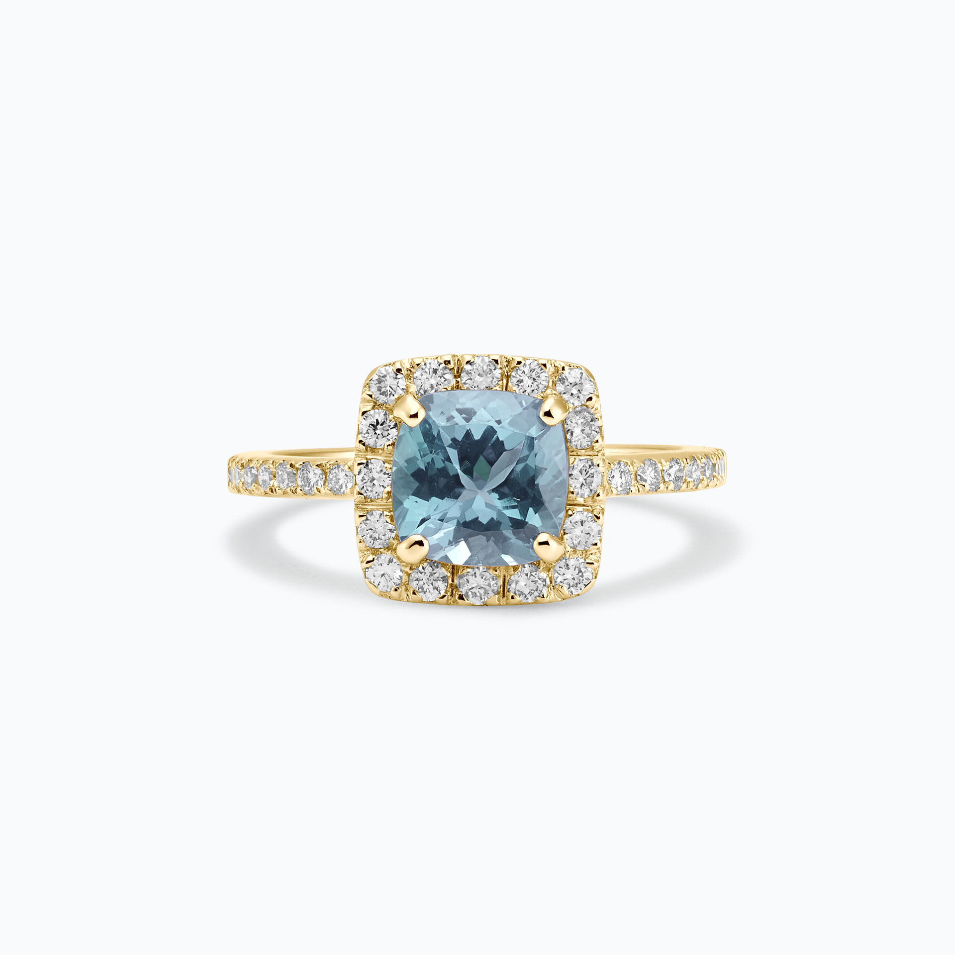 Solitaire Pavé Lys Aigue-marine
