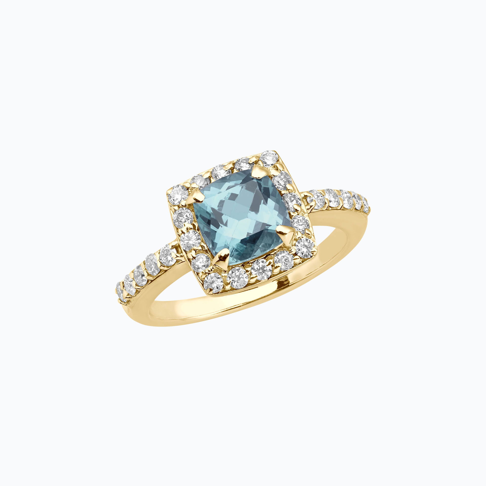 Solitaire Pavé Lys Aigue-marine