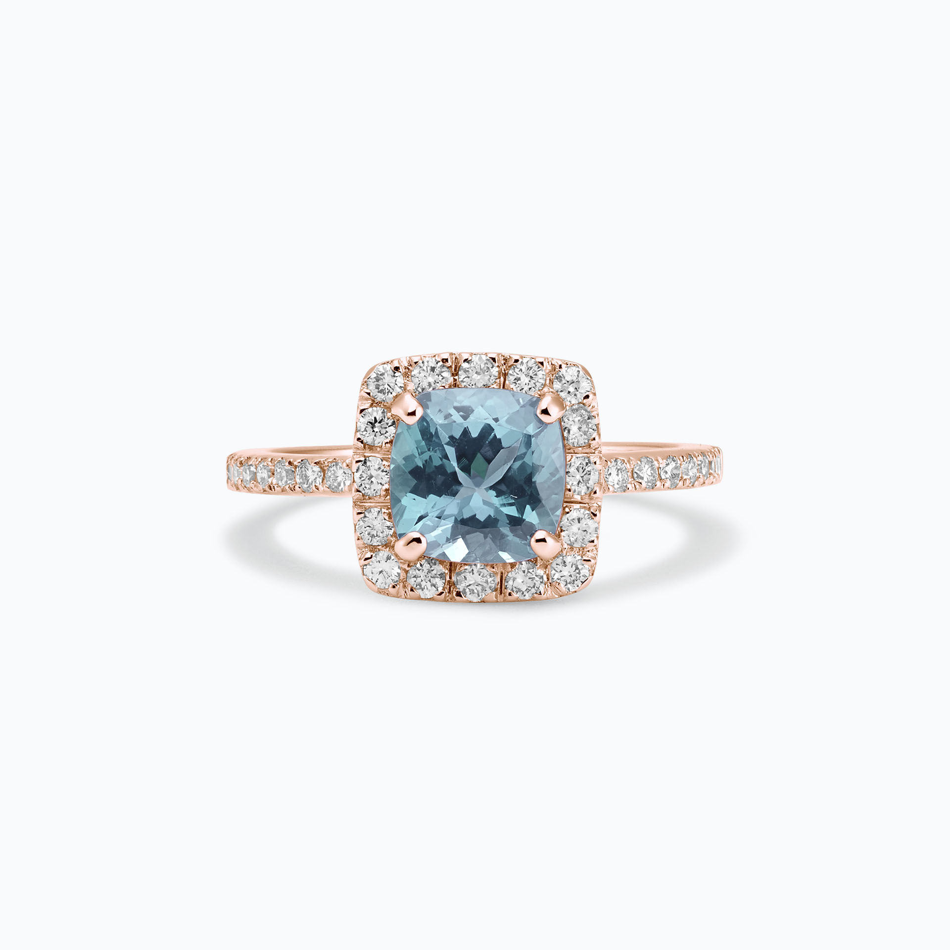Solitaire Pavé Lys Aigue-marine