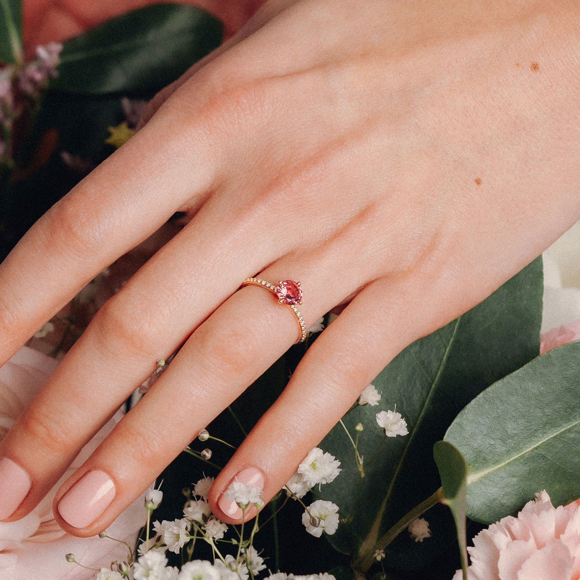 Solitaire Pavé Alva Tourmaline 6 mm
