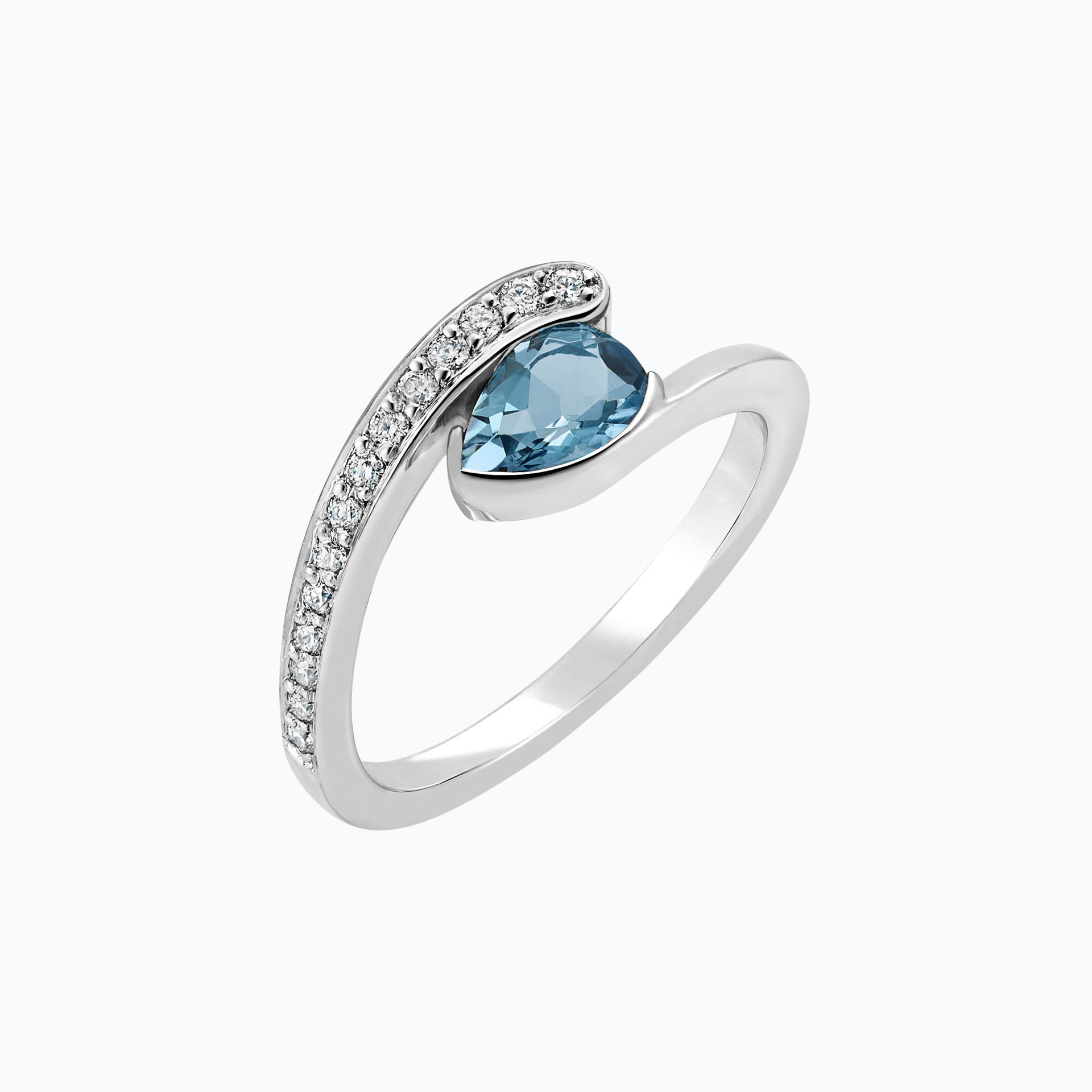 Solitaire Pavé Starlight Aigue-marine