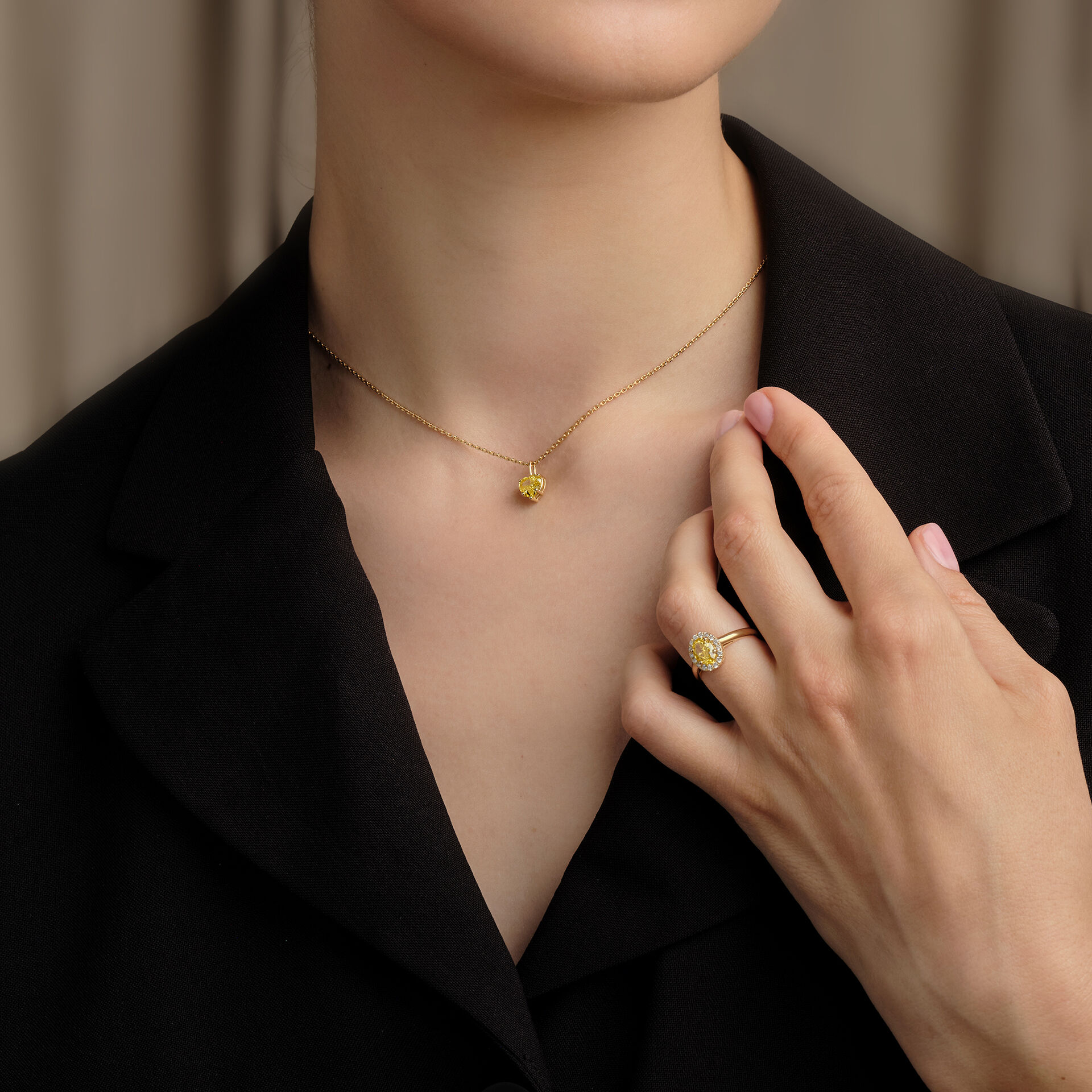 Pendentif Coeur Diamant Jaune de Synthèse