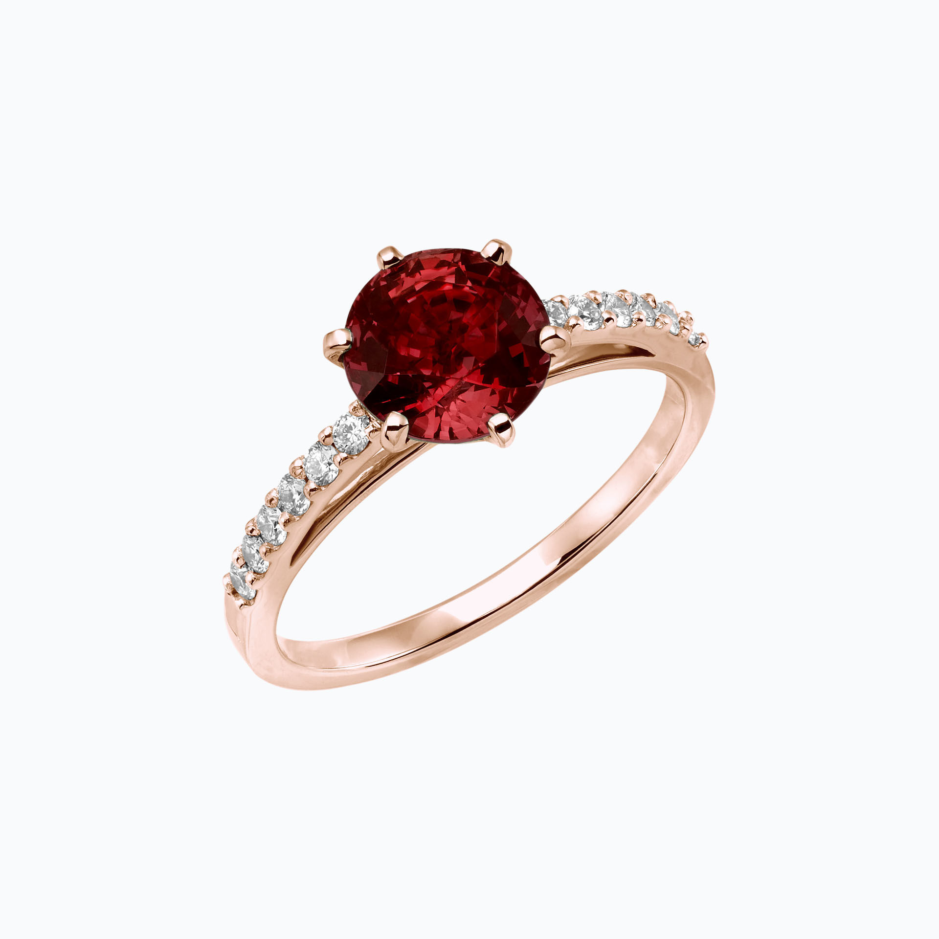 Solitaire Pavé Camille Rubis 6 mm