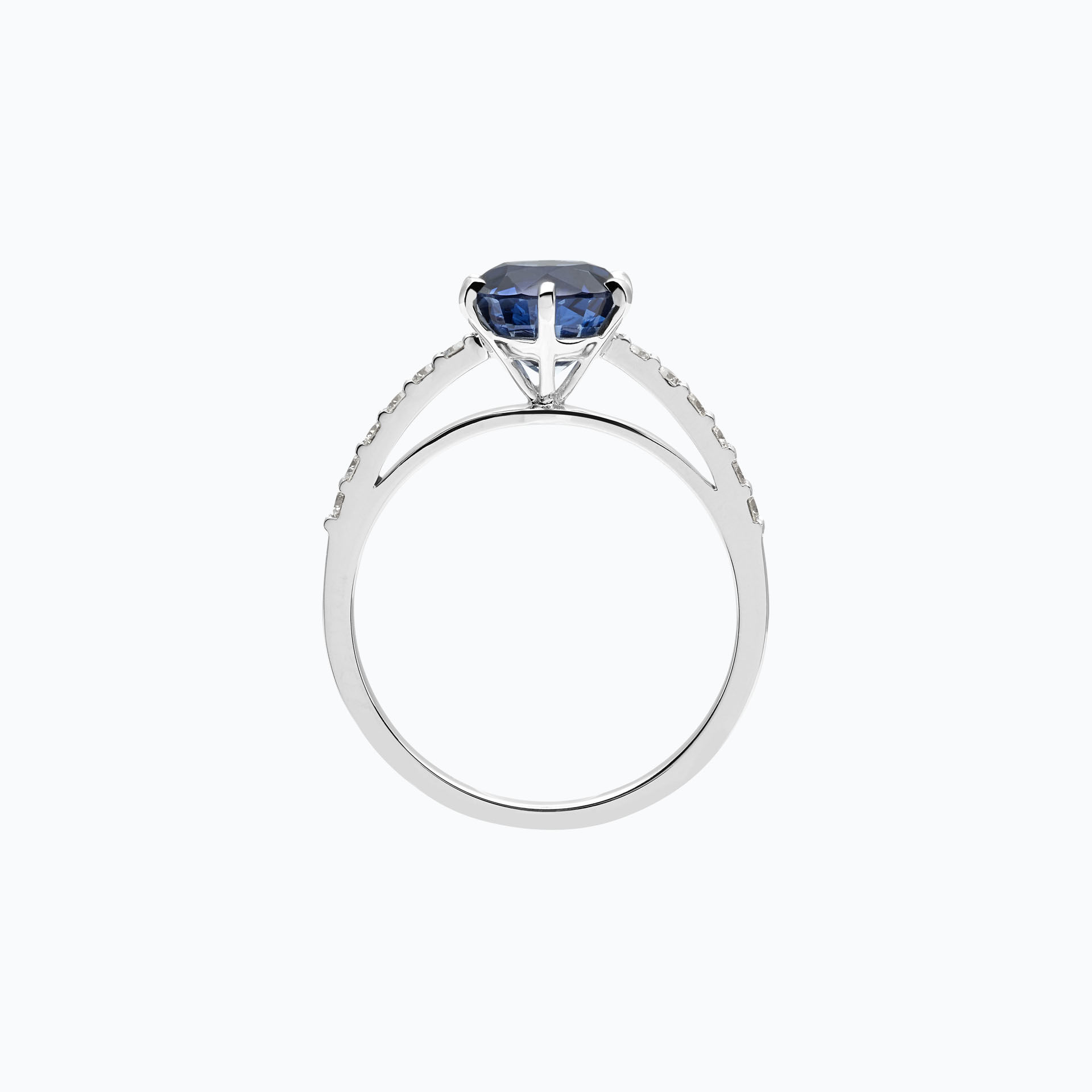 Solitaire Pavé Camille Saphir 6 mm