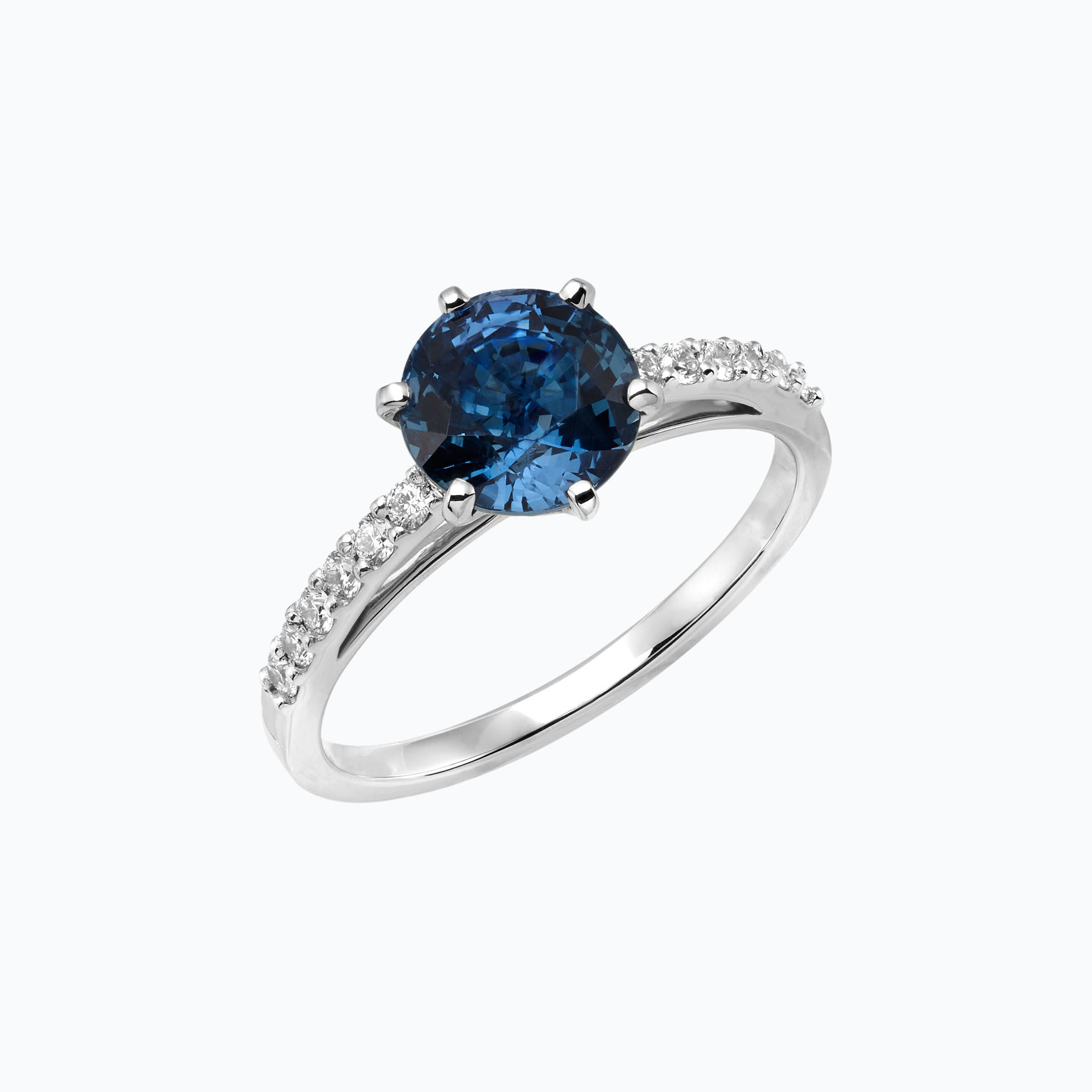 Solitaire Pavé Camille Saphir 6 mm