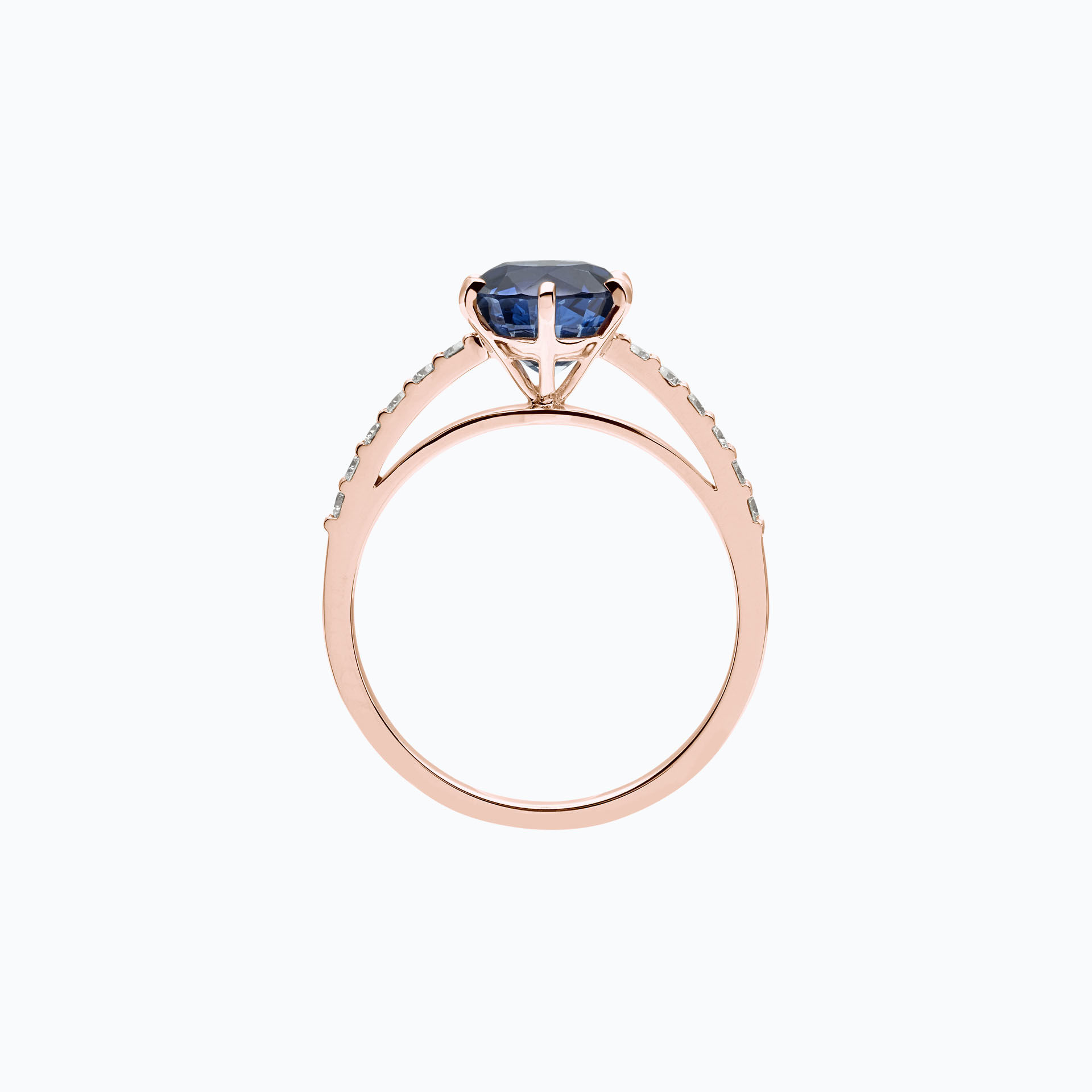 Solitaire Pavé Camille Saphir 6 mm