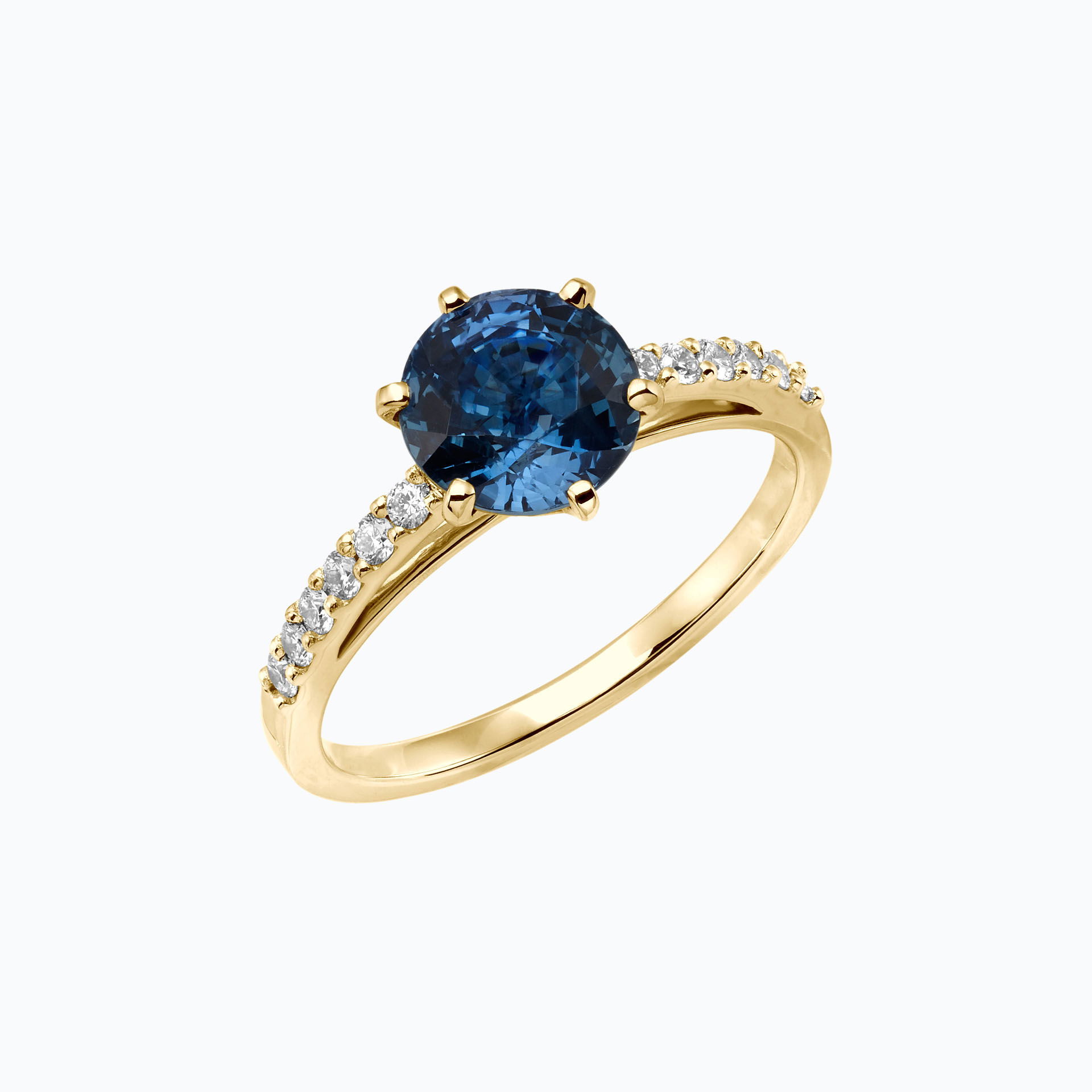 Solitaire Pavé Camille Saphir 6 mm