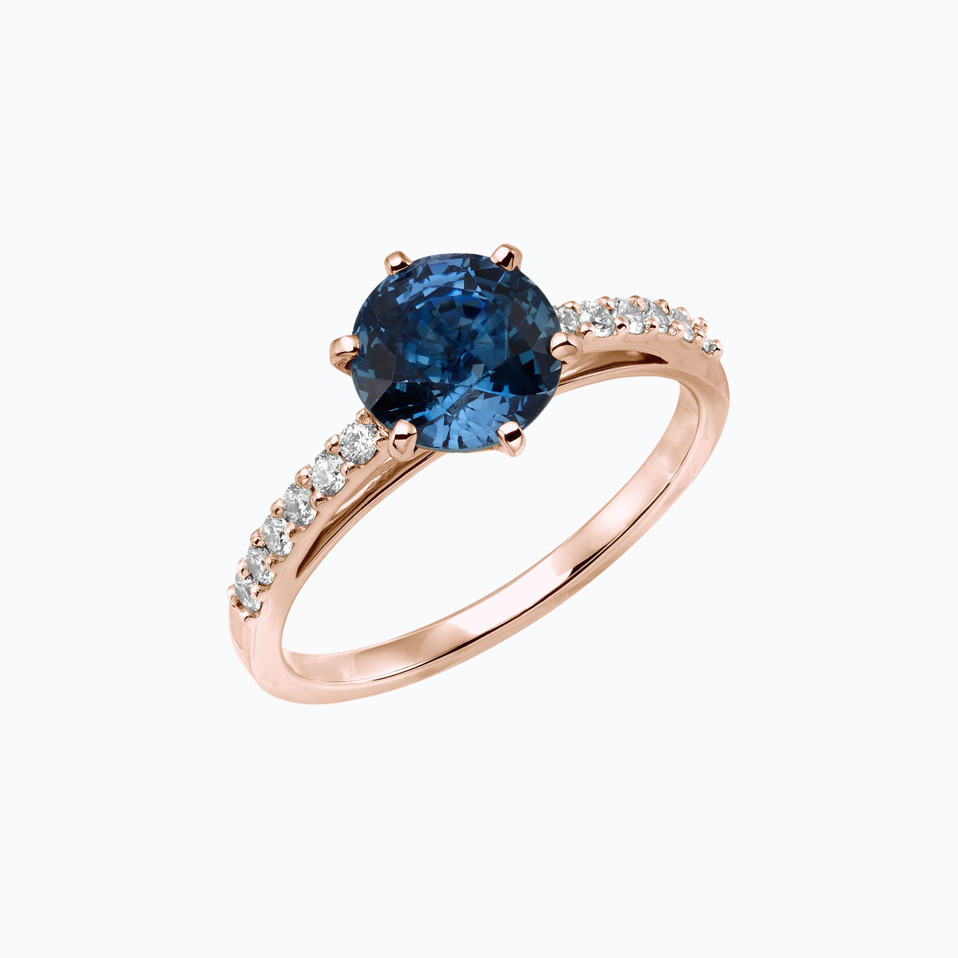 Solitaire Pavé Camille Saphir 6 mm
