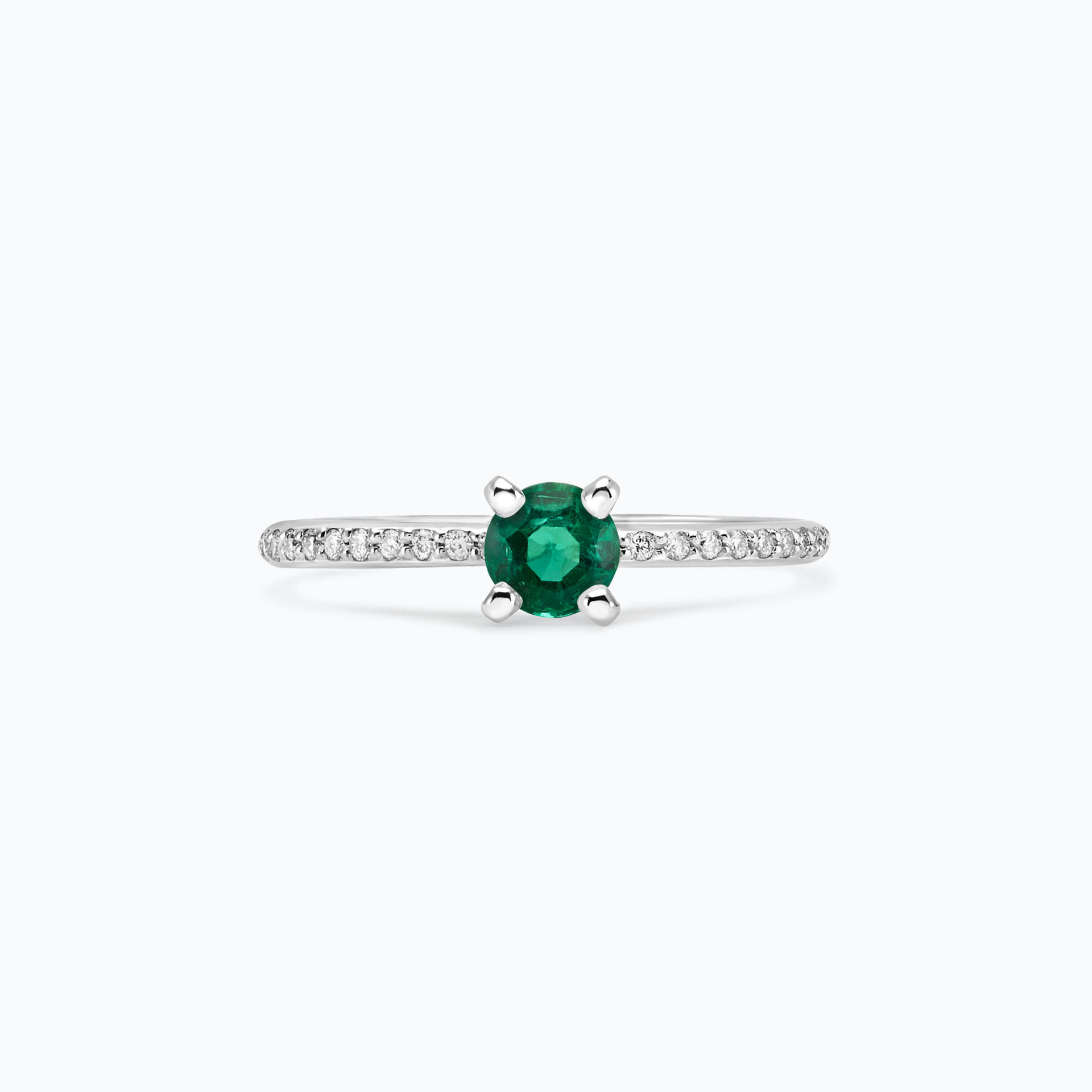 Solitaire Pavé Séléné Émeraude 4.5 mm