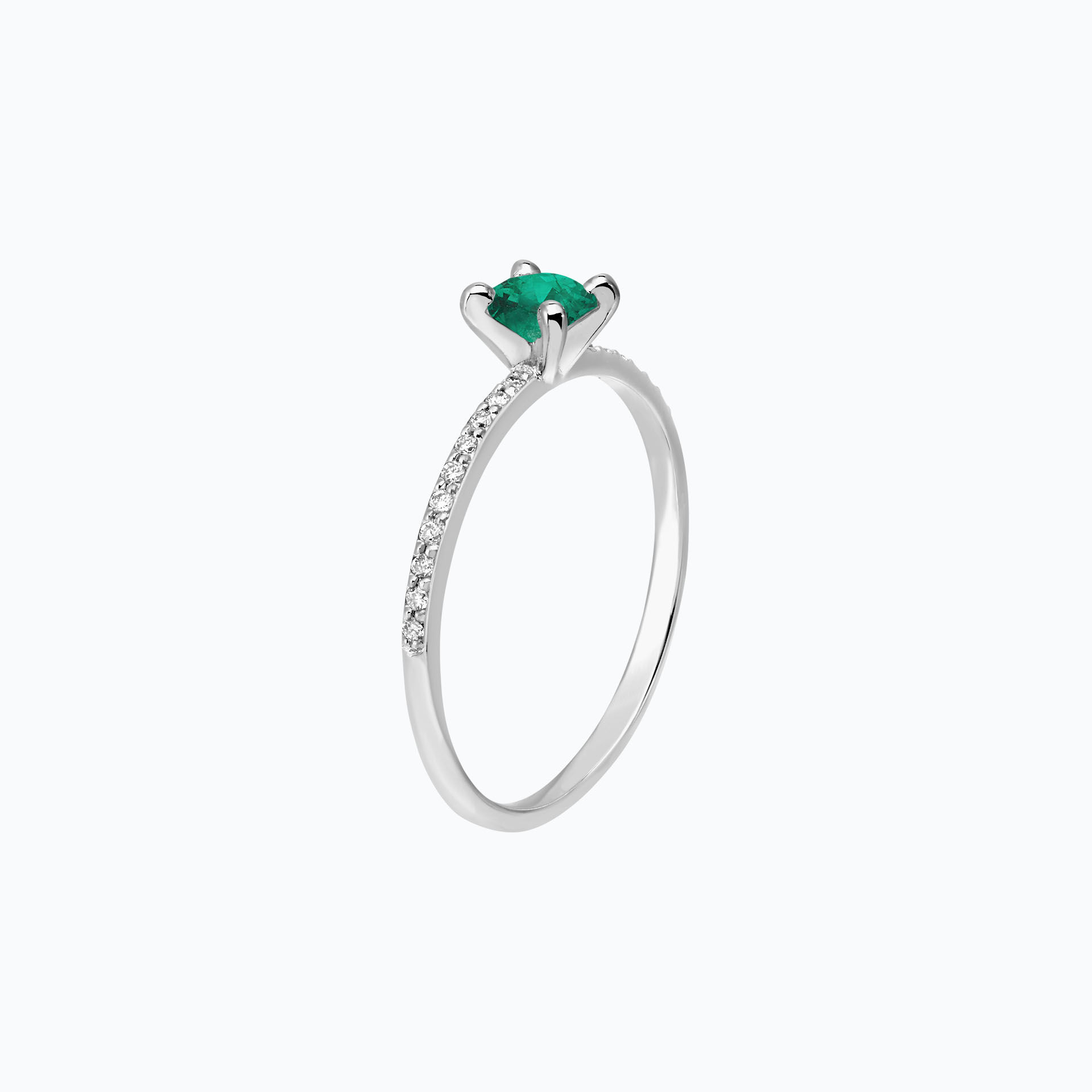 Solitaire Pavé Séléné Émeraude 4.5 mm