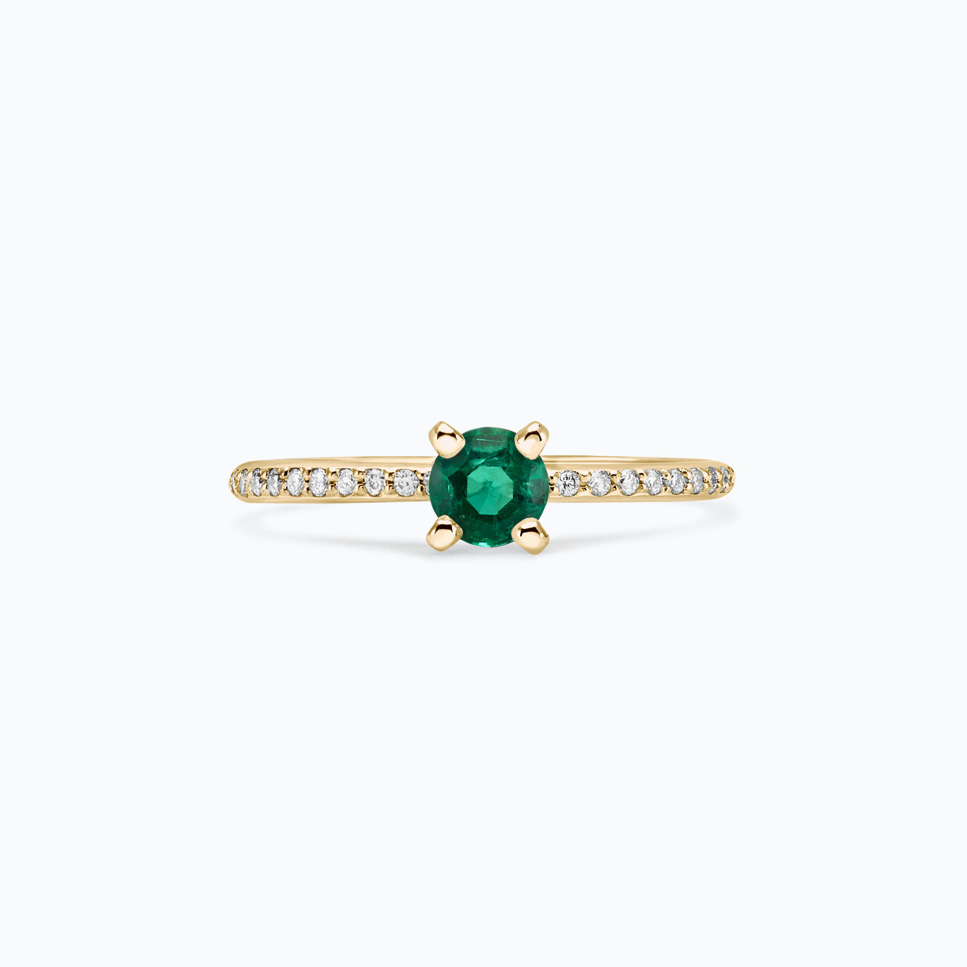 Solitaire Pavé Séléné Émeraude 4.5 mm