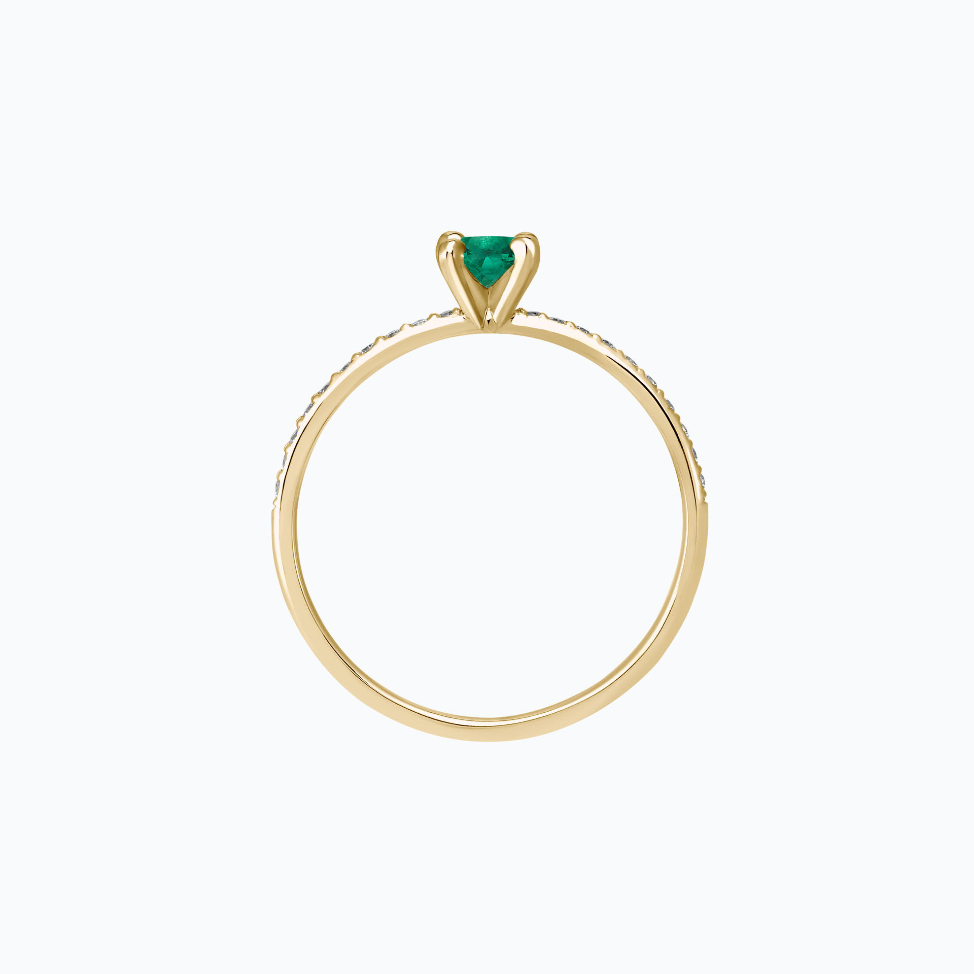 Solitaire Pavé Séléné Émeraude 4.5 mm