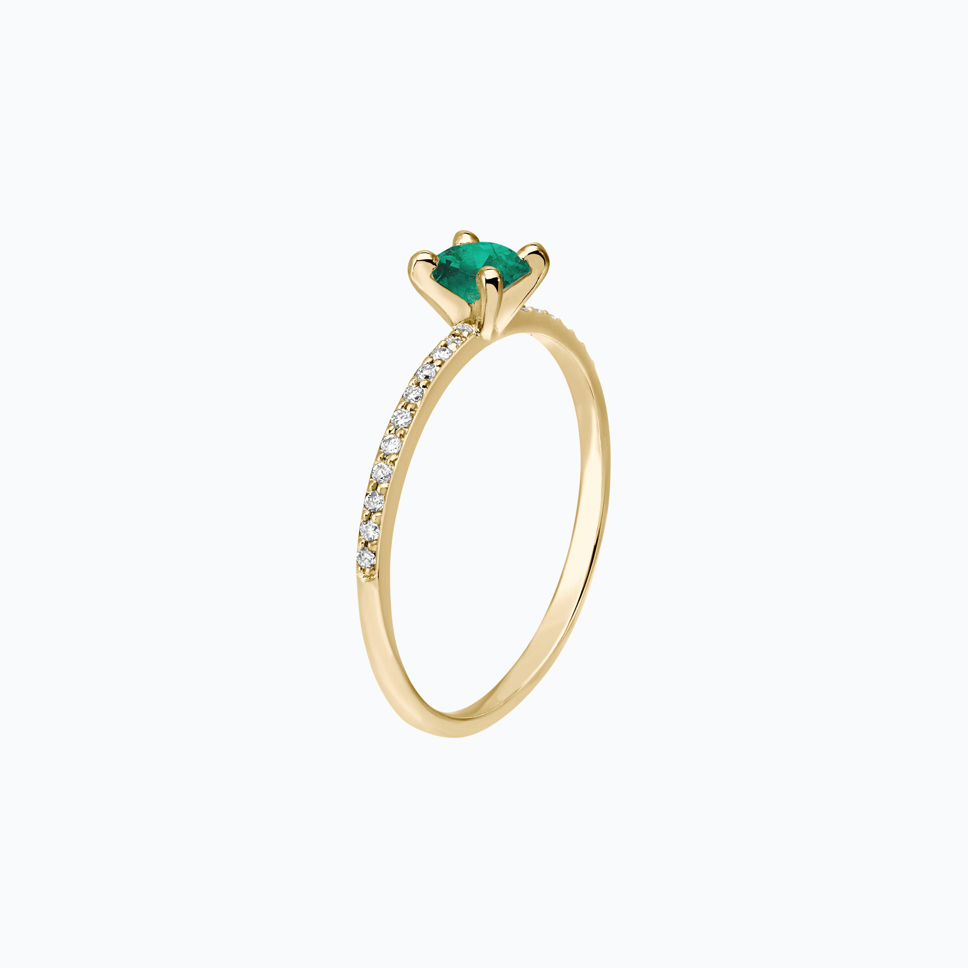 Solitaire Pavé Séléné Émeraude 4.5 mm