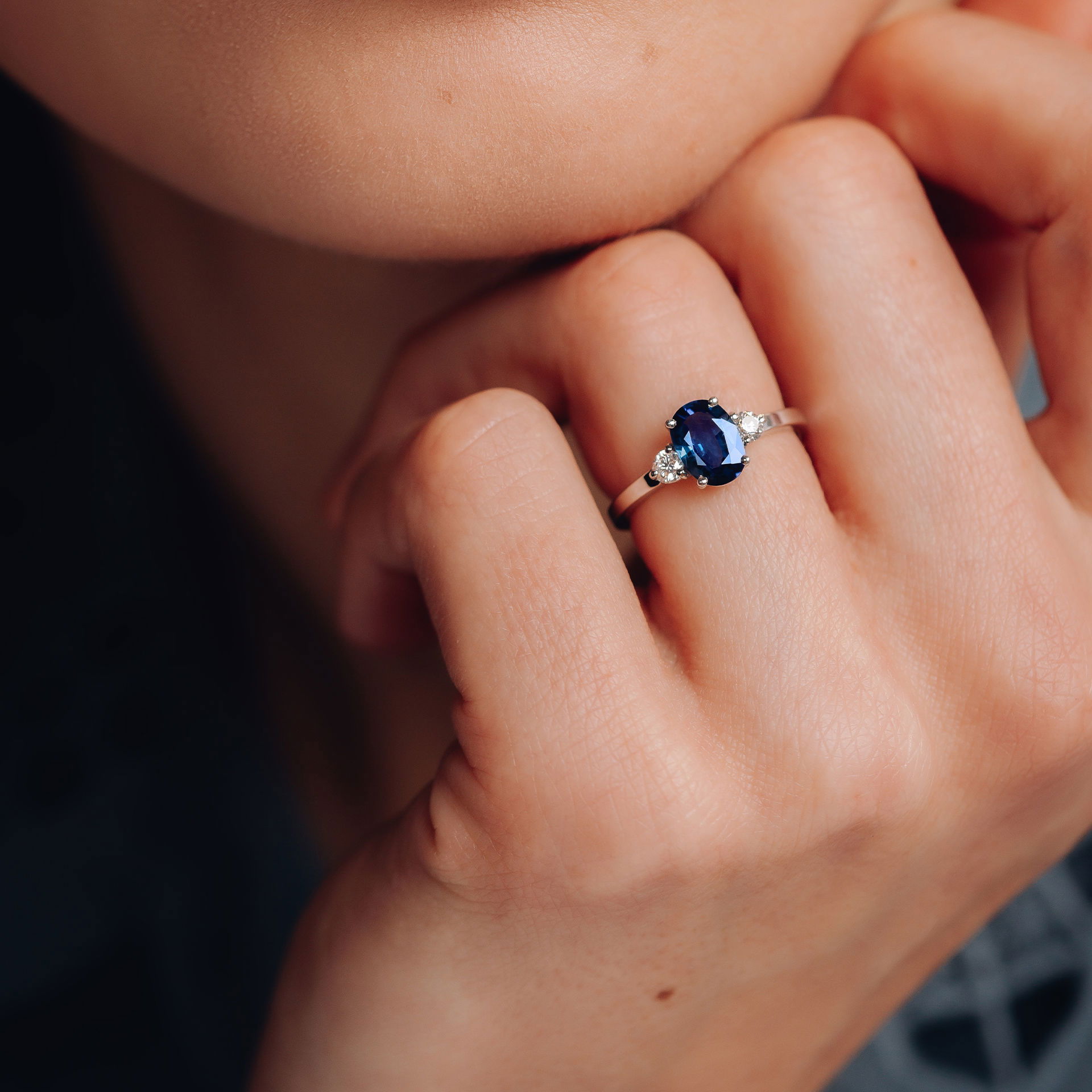 Solitaire Elisabeth Saphir 8 x 6 mm