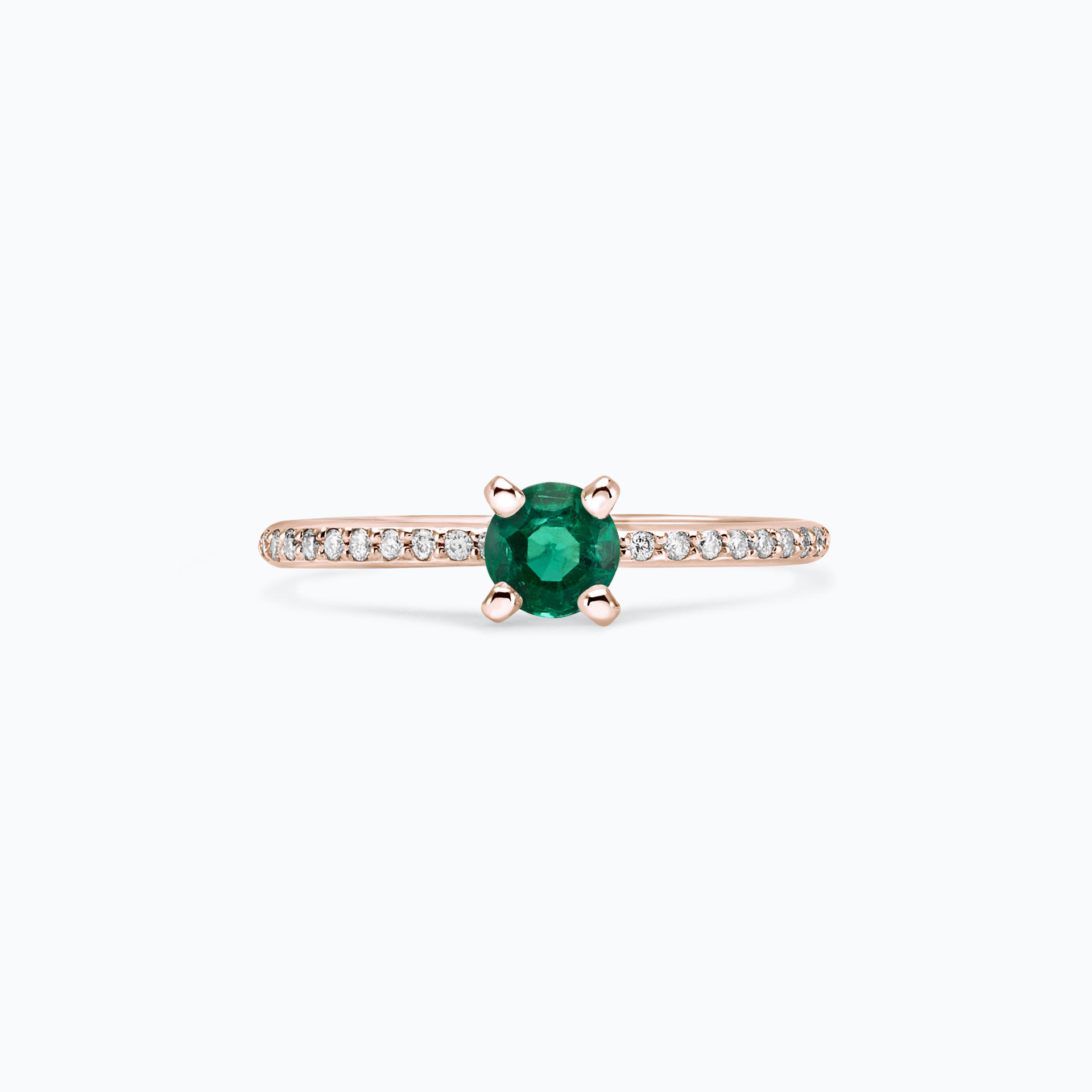 Solitaire Pavé Séléné Émeraude 4.5 mm