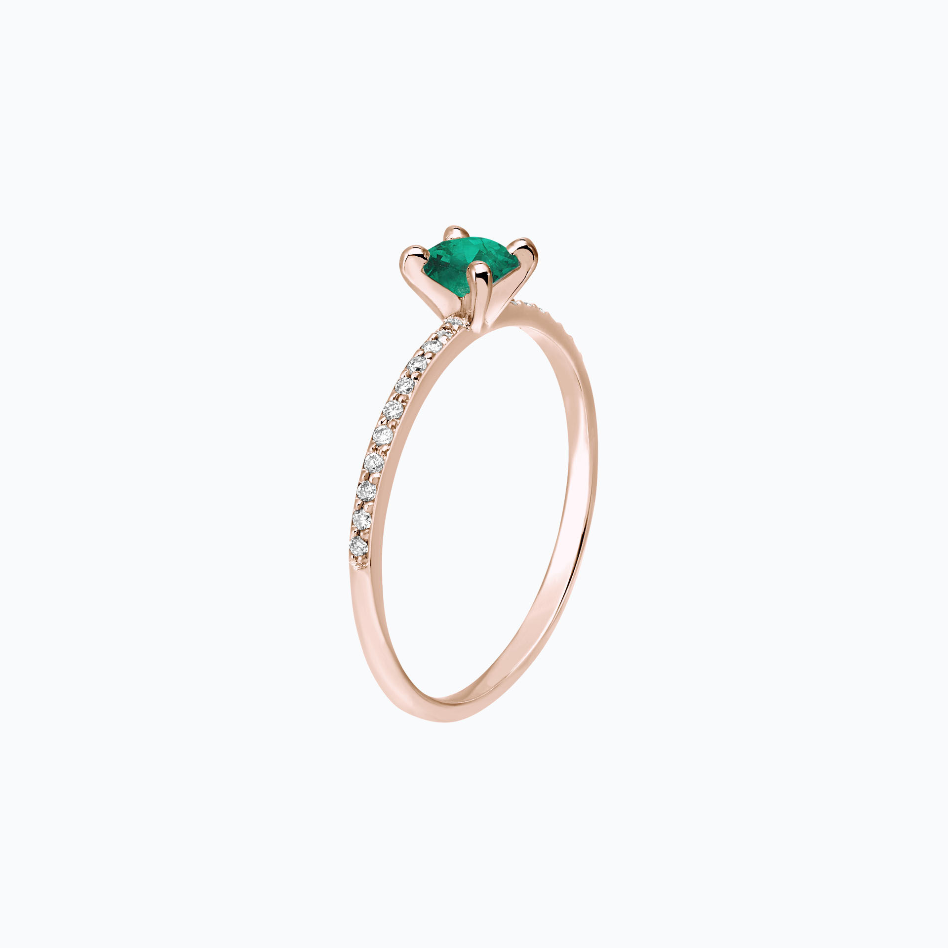 Solitaire Pavé Séléné Émeraude 4.5 mm