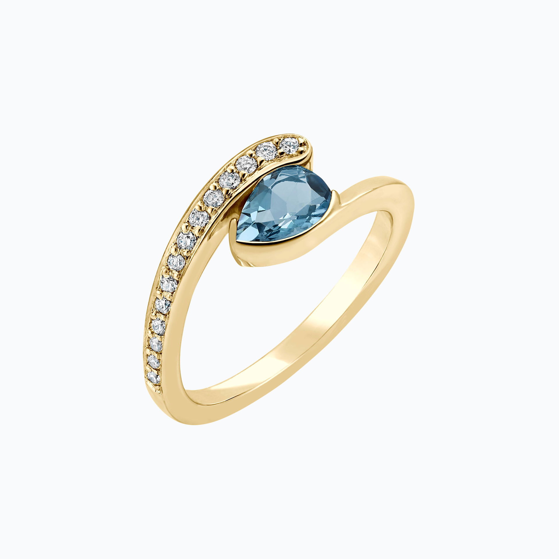 Solitaire Pavé Starlight Aigue-marine