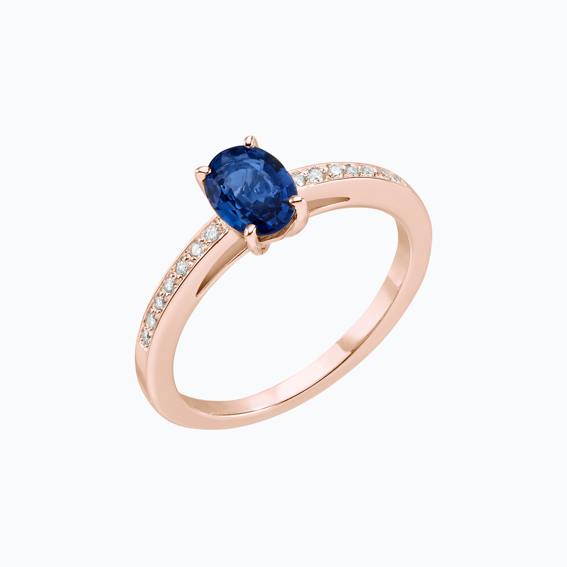 Solitaire Pavé Julia Saphir 6 x 4 mm