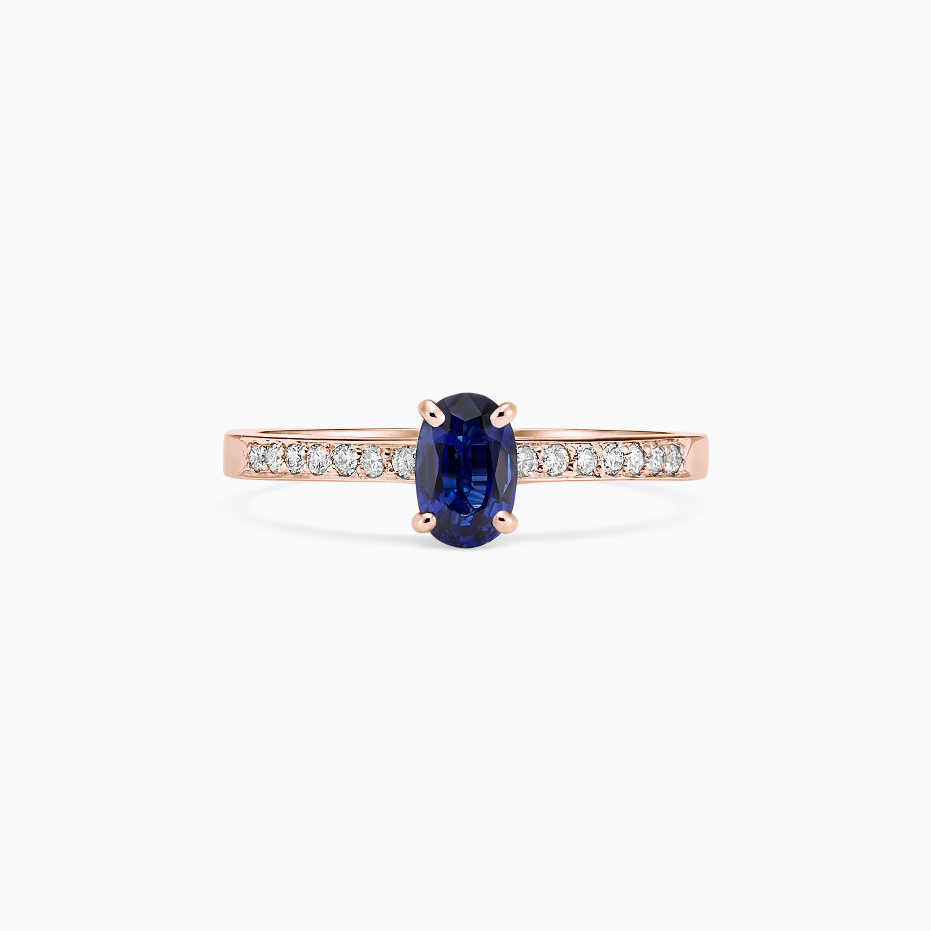 Solitaire Pavé Julia Saphir 6 x 4 mm