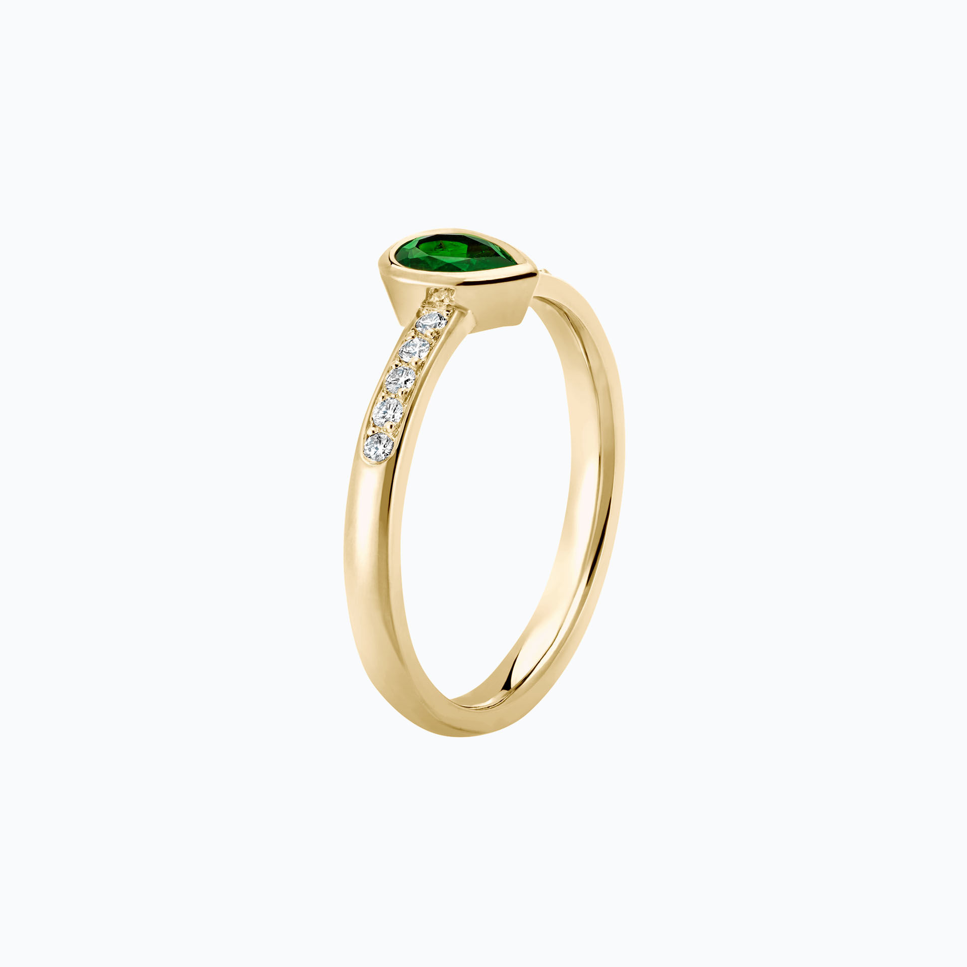 Solitaire Pavé Svadha Tsavorite 6 x 4 mm